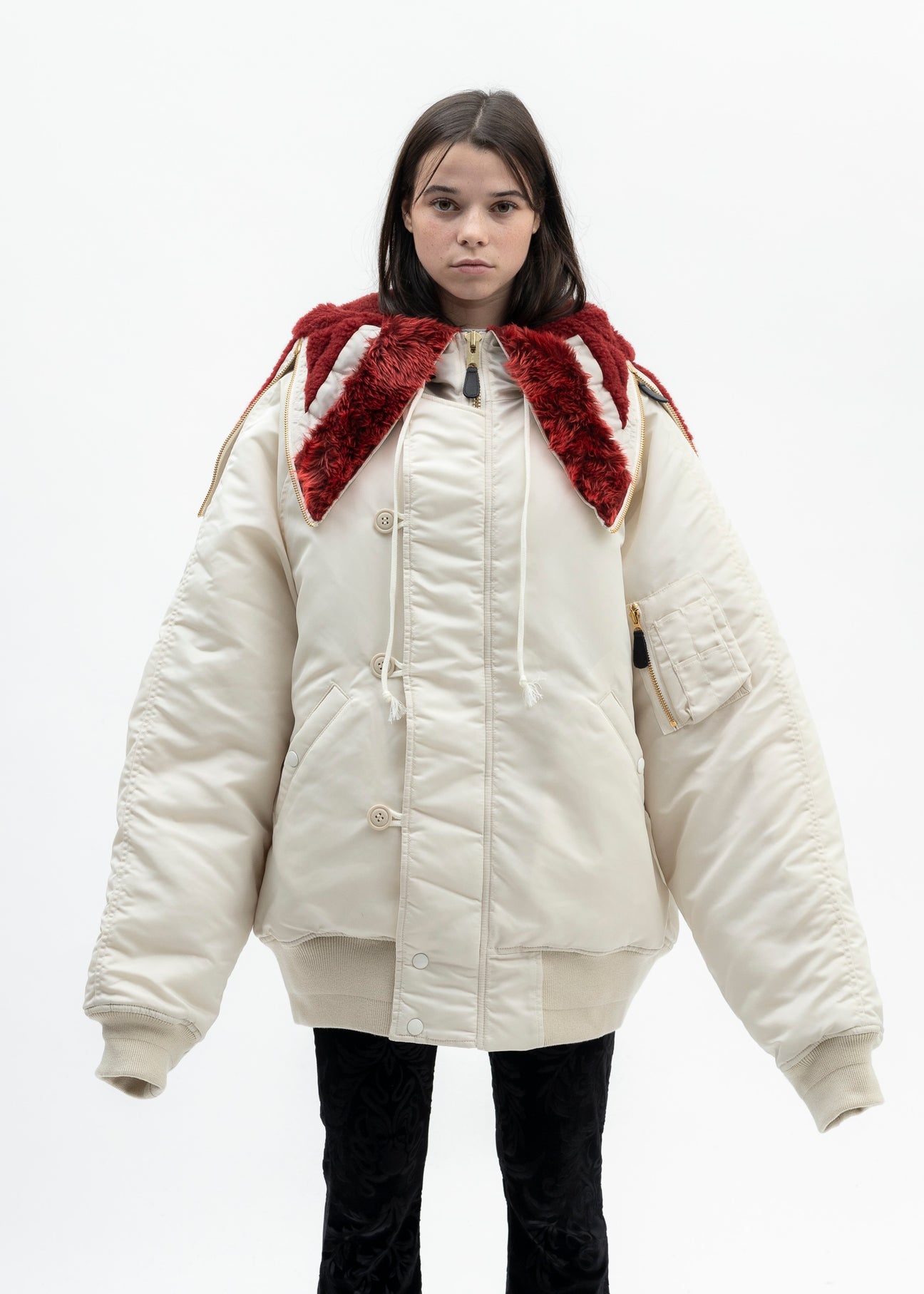 doublet IVORY PETAL MOUTH HOOD BOMBER JACKET | 017shop | REVERSIBLE