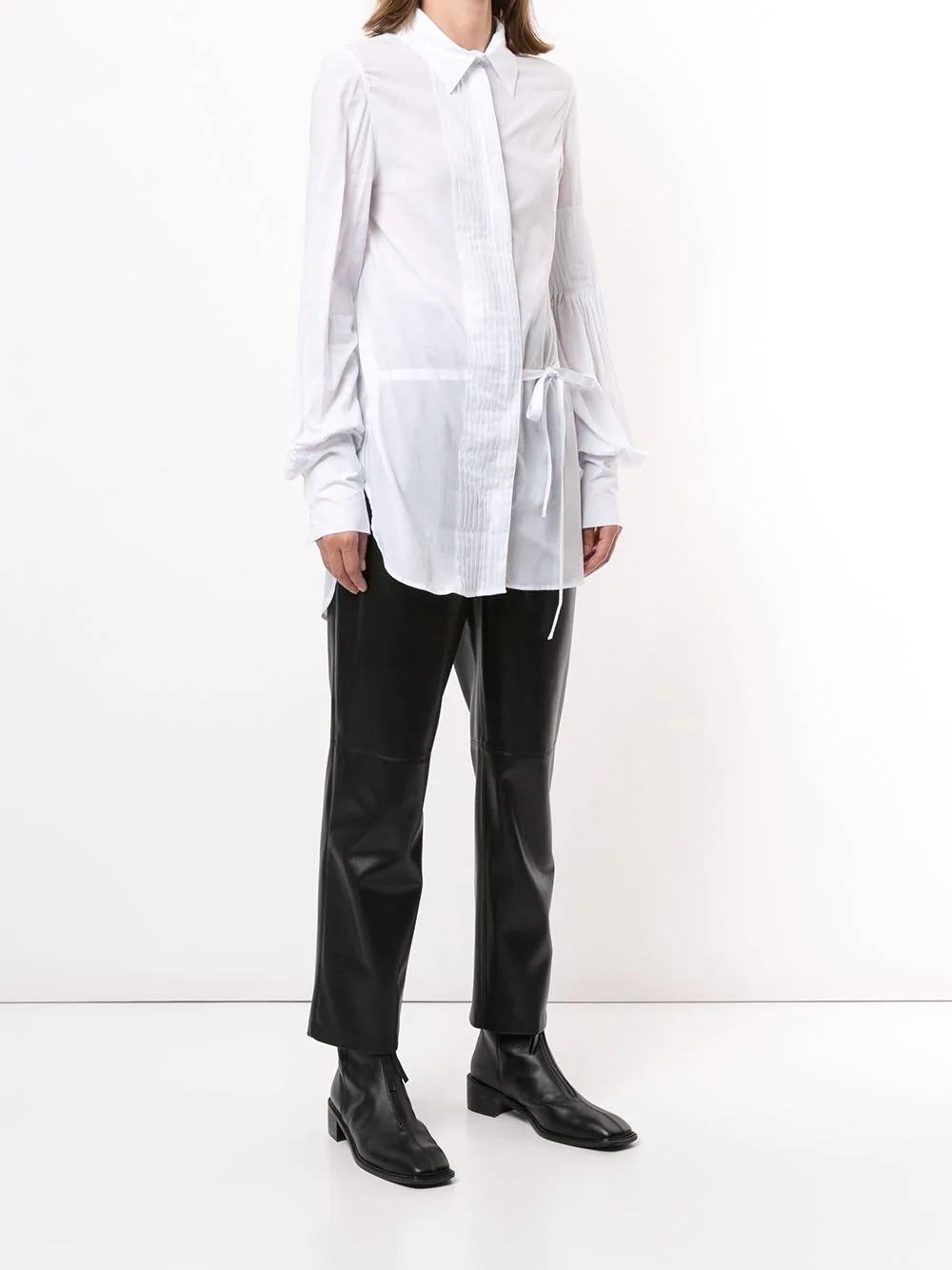 asymmetric side-tie shirt  - 3