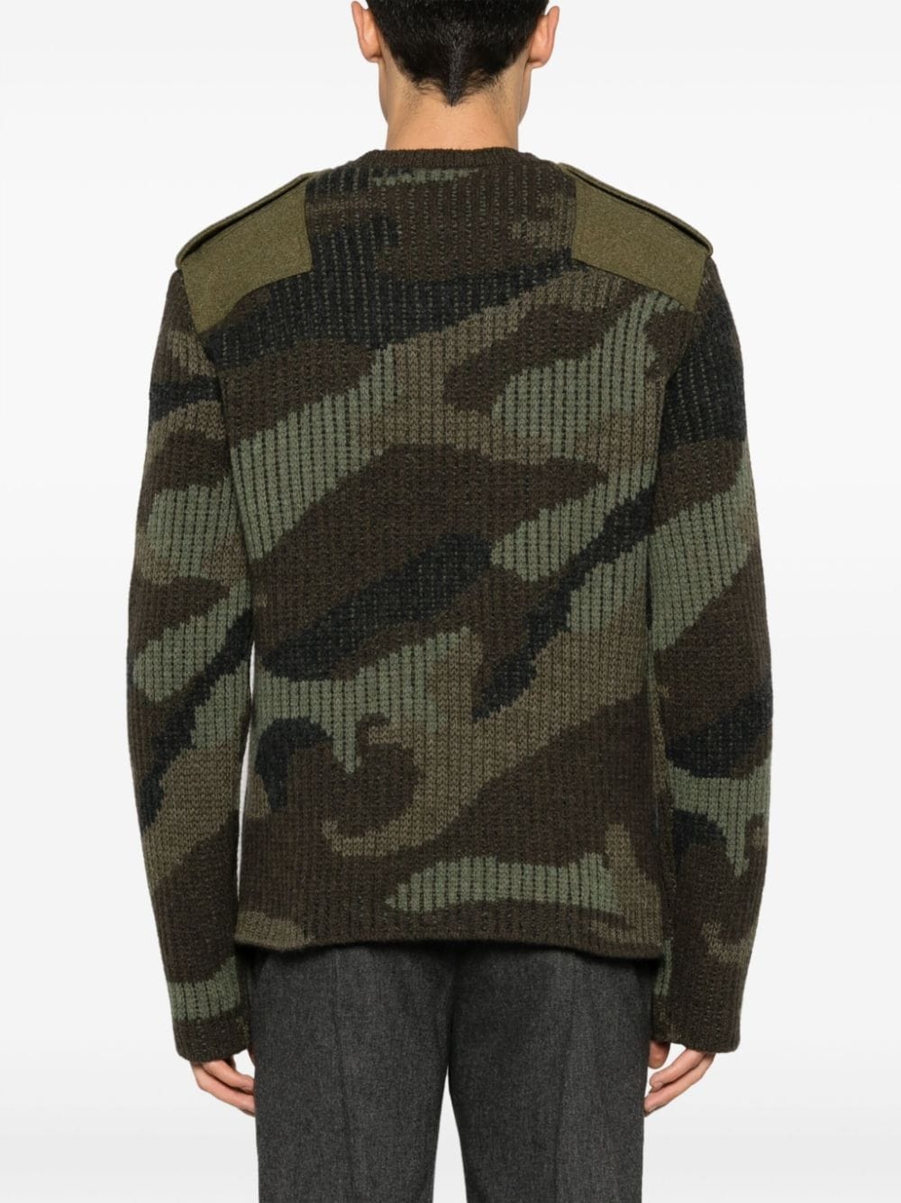 camouflage panelled ribbed-knit jumper - 4