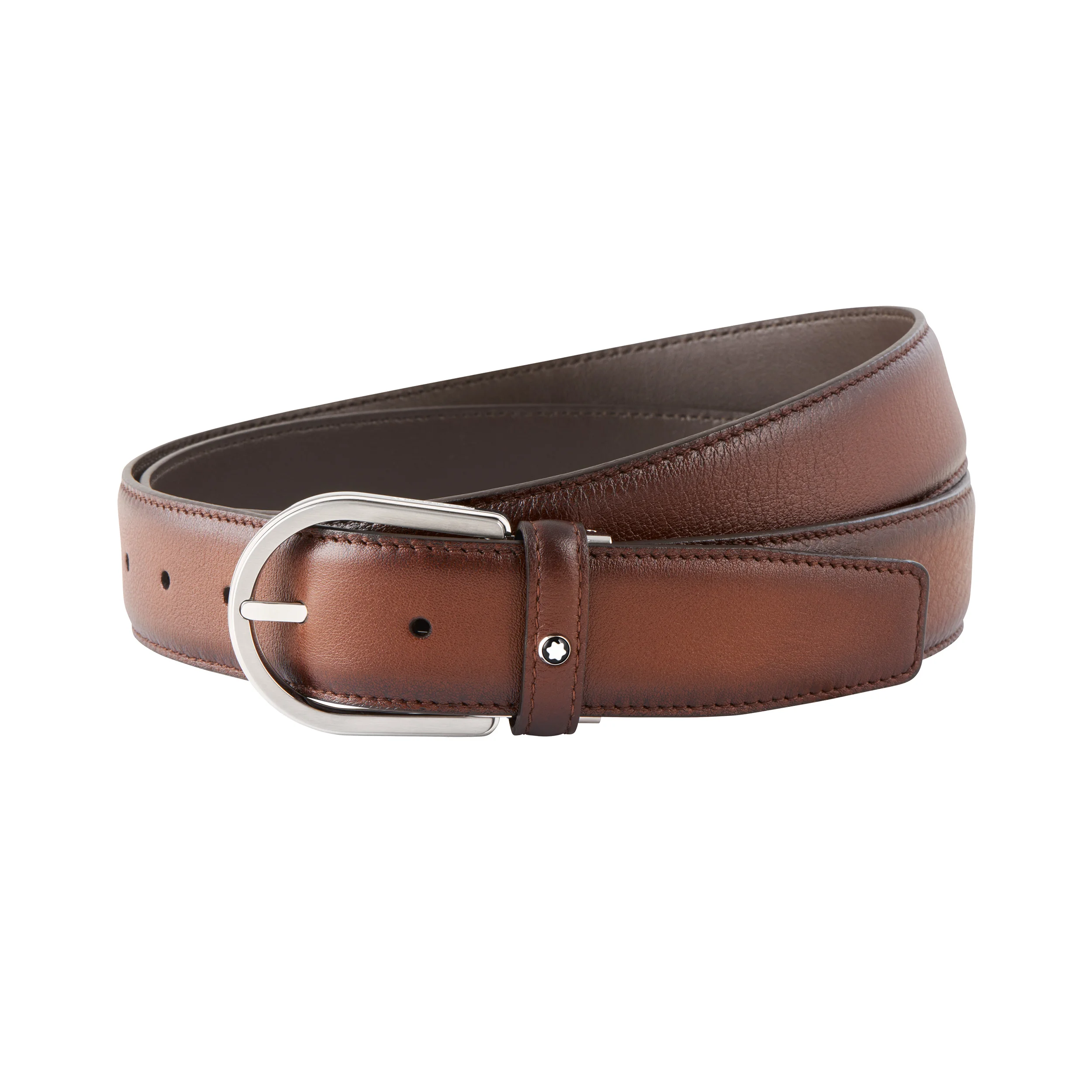 Horseshoe buckle brown 35 mm leather belt - 1