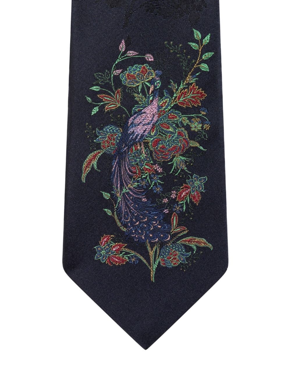peacock-embroidered tie - 2