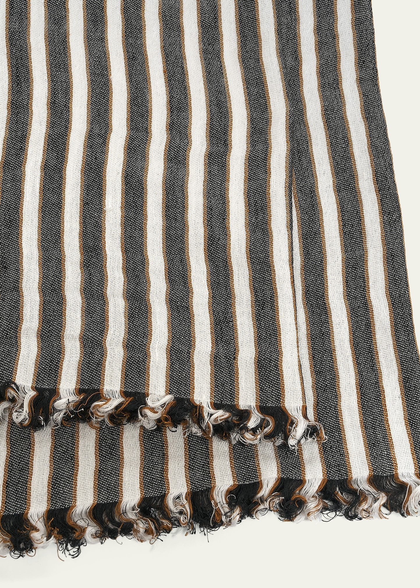 Striped Anagram Linen Scarf - 4