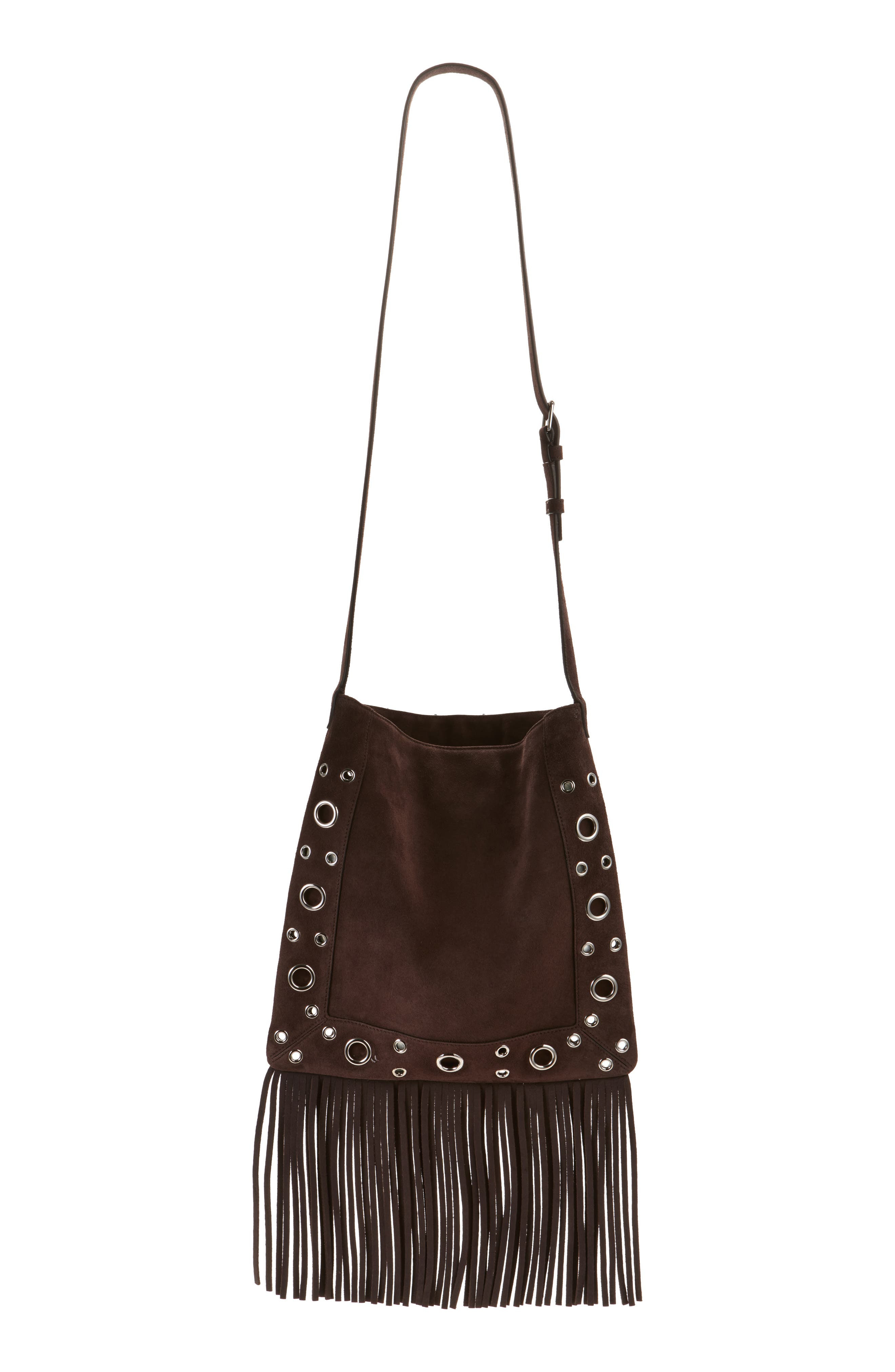 Valentino Garavani Medium Nellcôte Fringed Studded Suede Shoulder Bag in Multicolor/Testa Di Moro at - 3