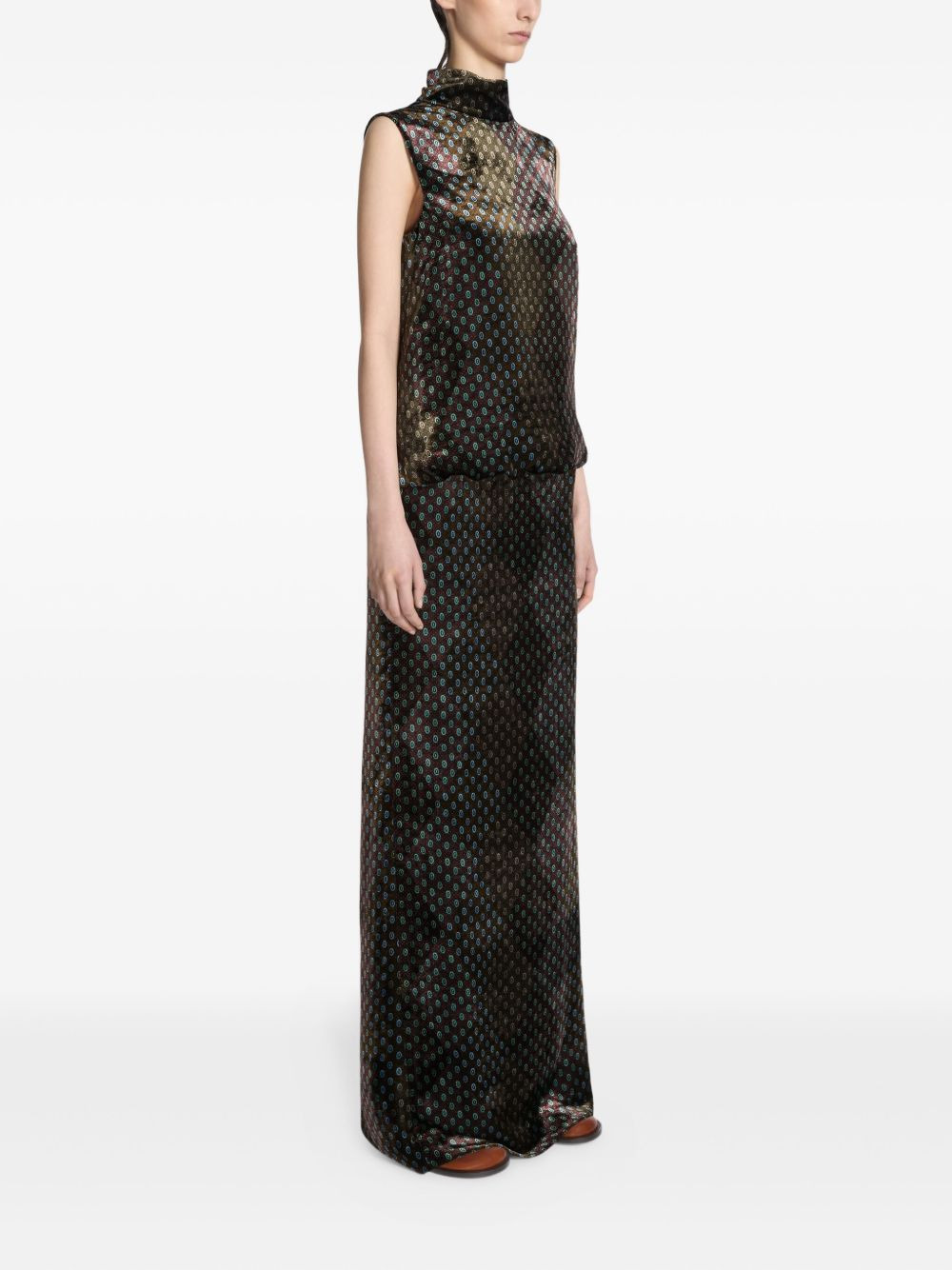 printed high-neck dress - 3