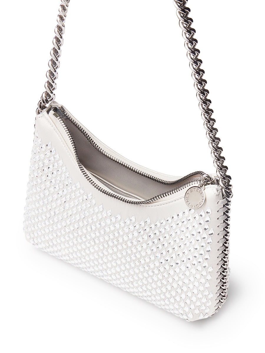 Falabella Crystal Mesh Mini Zipped Shoulder Bag in Silver - 3