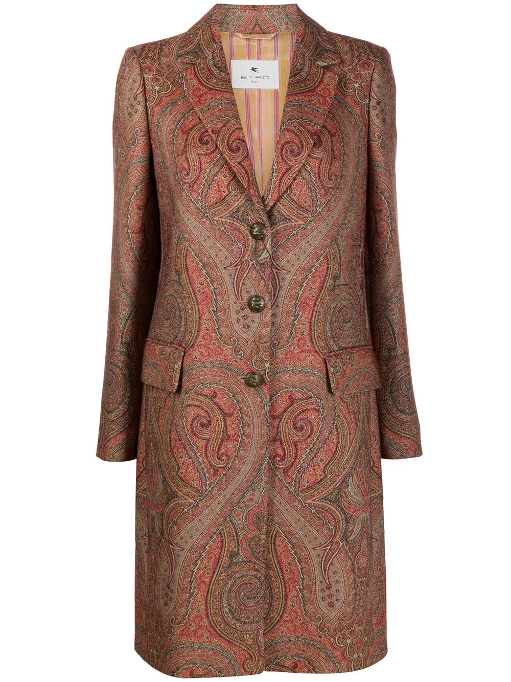 paisley-print midi coat - 1