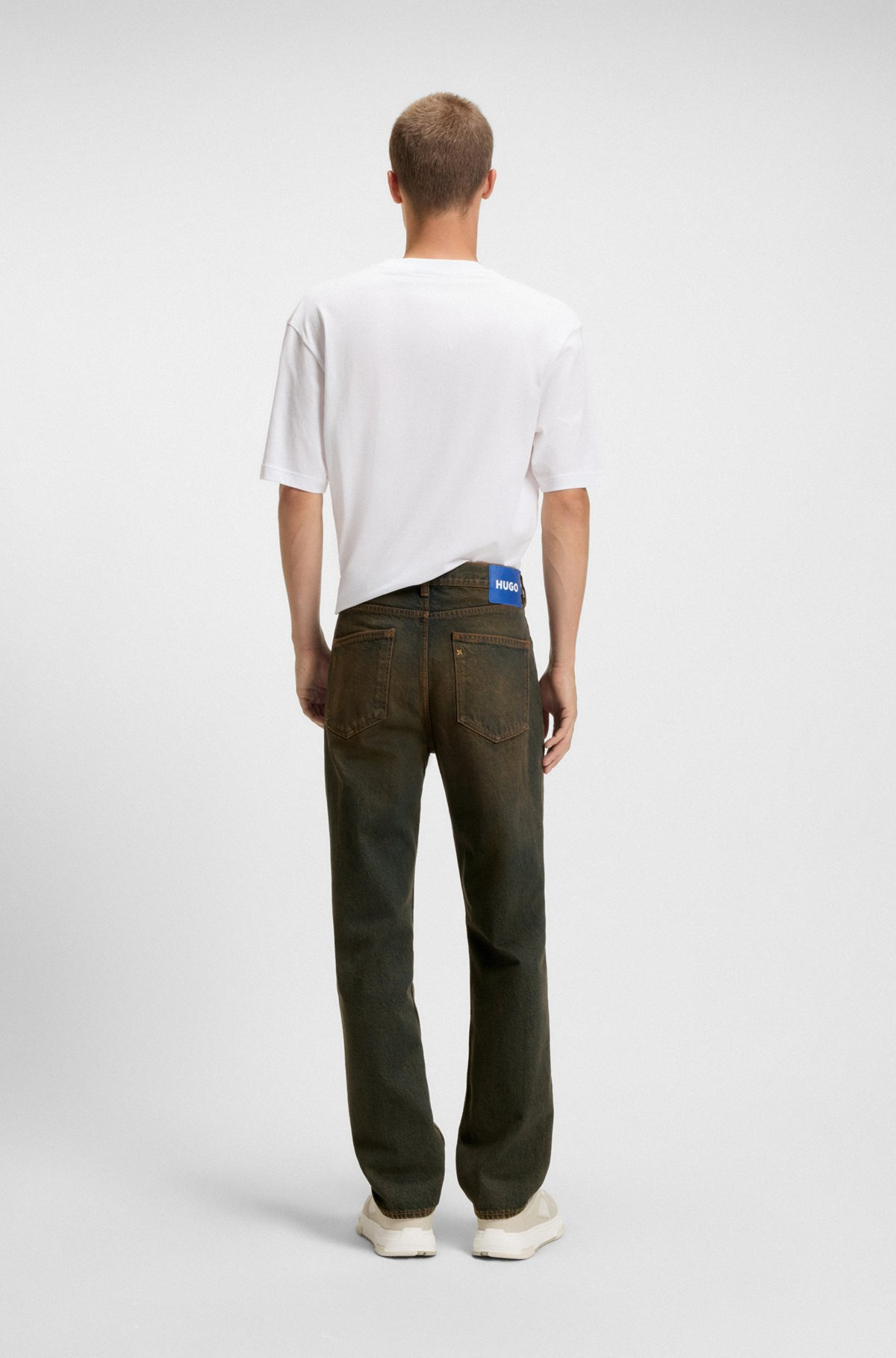 REGULAR-FIT JEANS IN GREEN-CAST RIGID DENIM - 4