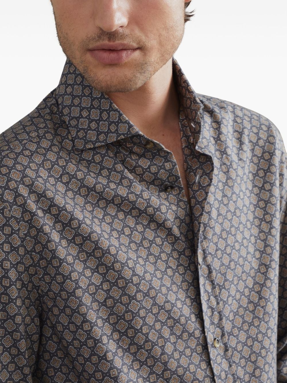 geometric-pattern cotton shirt - 3