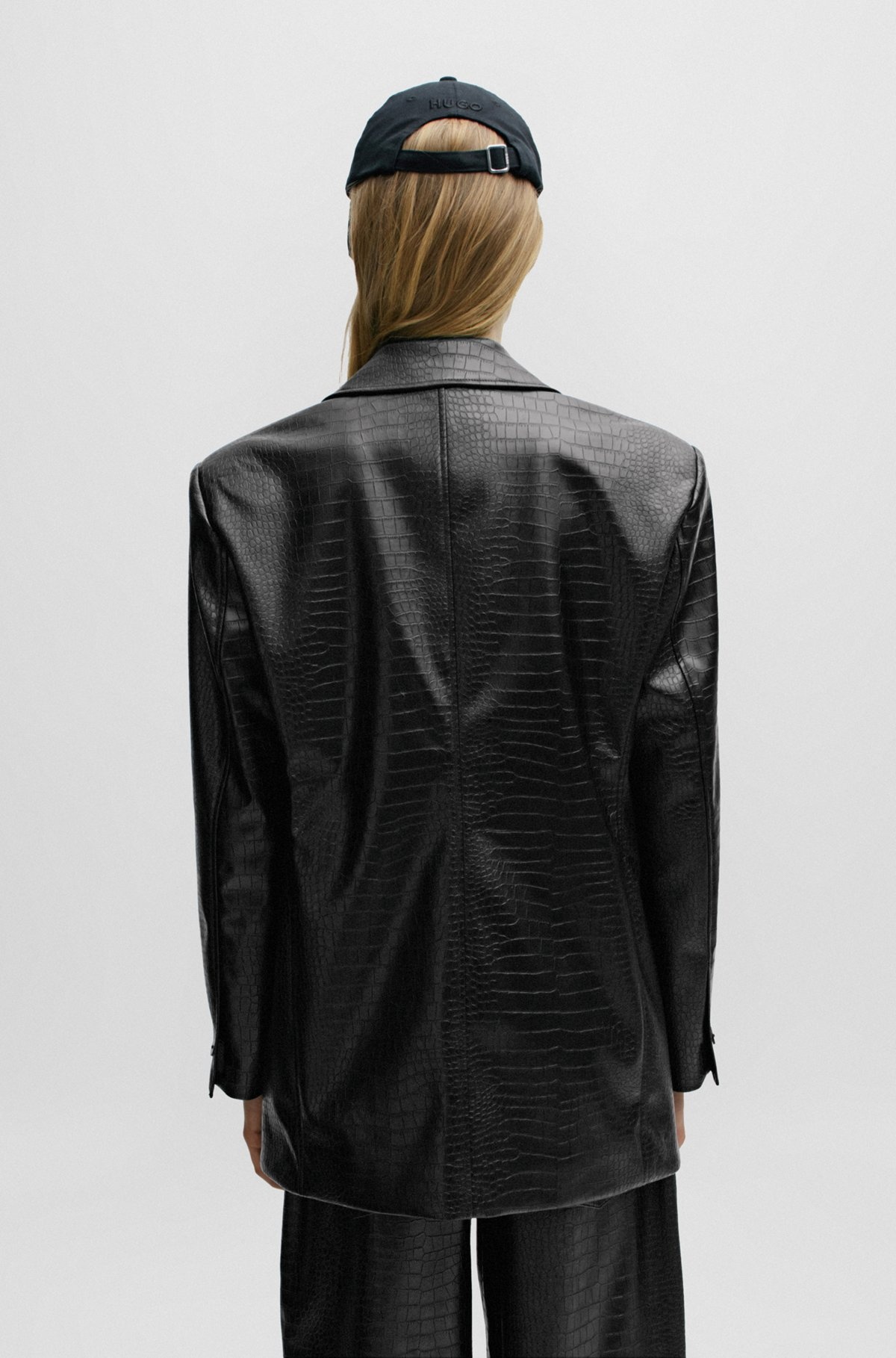 OVERSIZE-FIT JACKET IN FAUX LEATHER WITH SNAKE PRINT - 4