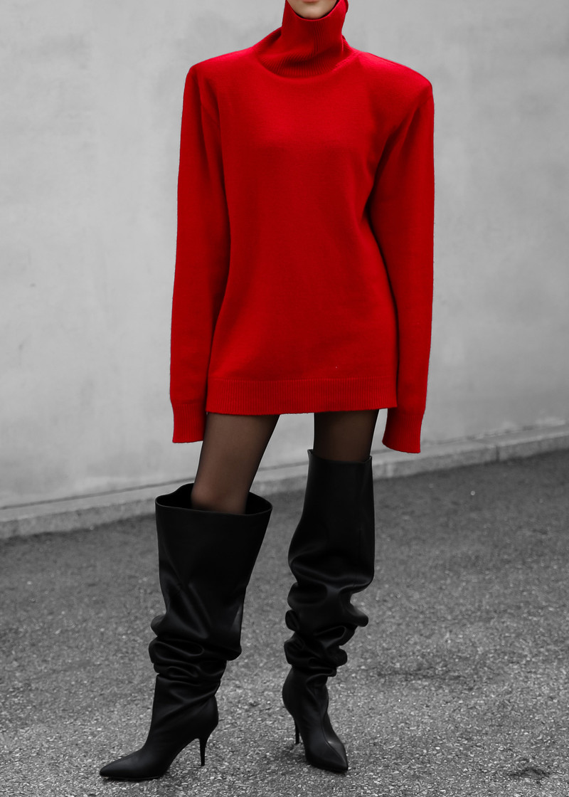 Emilia Mini Padded Sweater Dress - Red 6