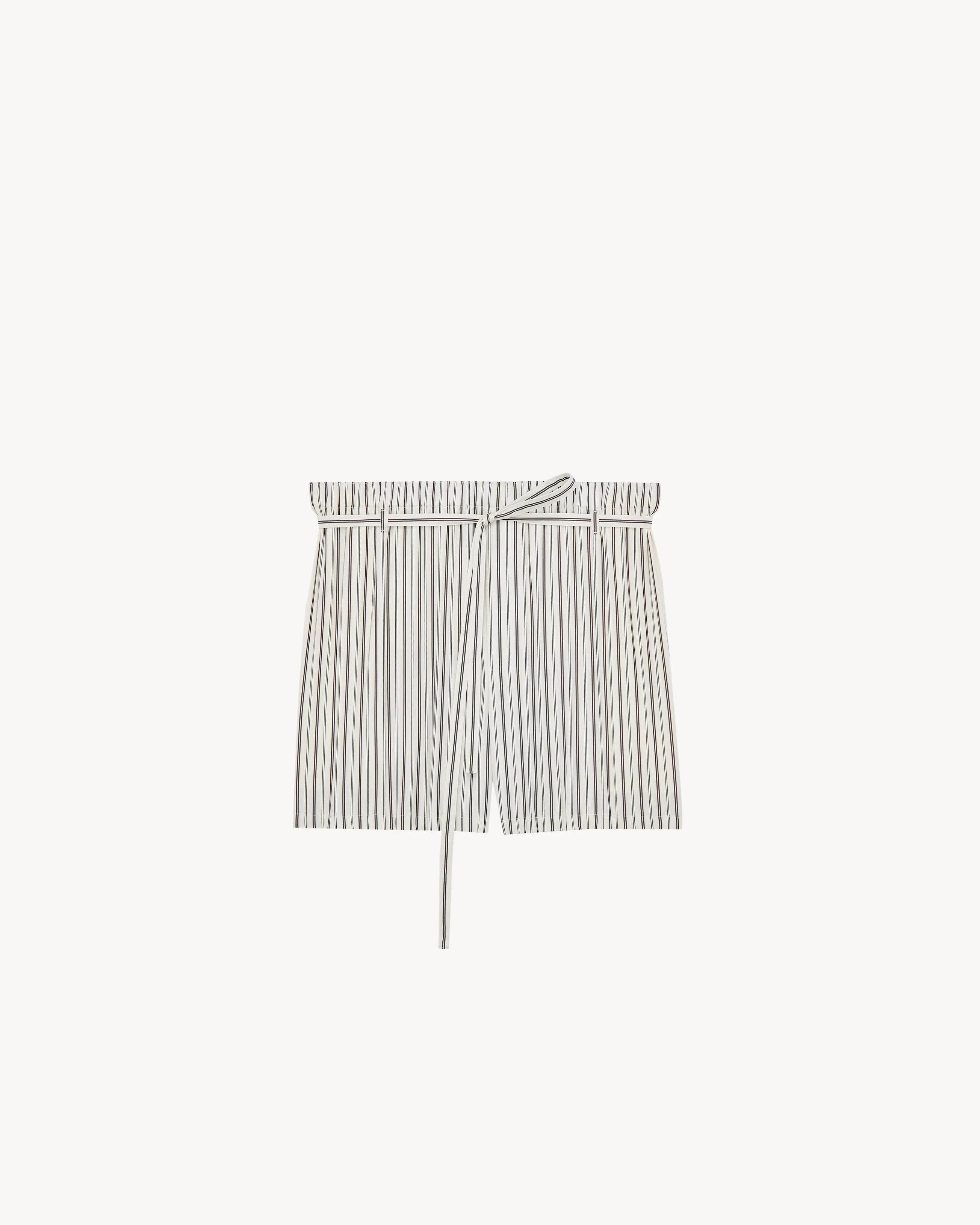 LOUNGE SHORTS IN SATEEN-STRIPED COTTON POPLIN - 1
