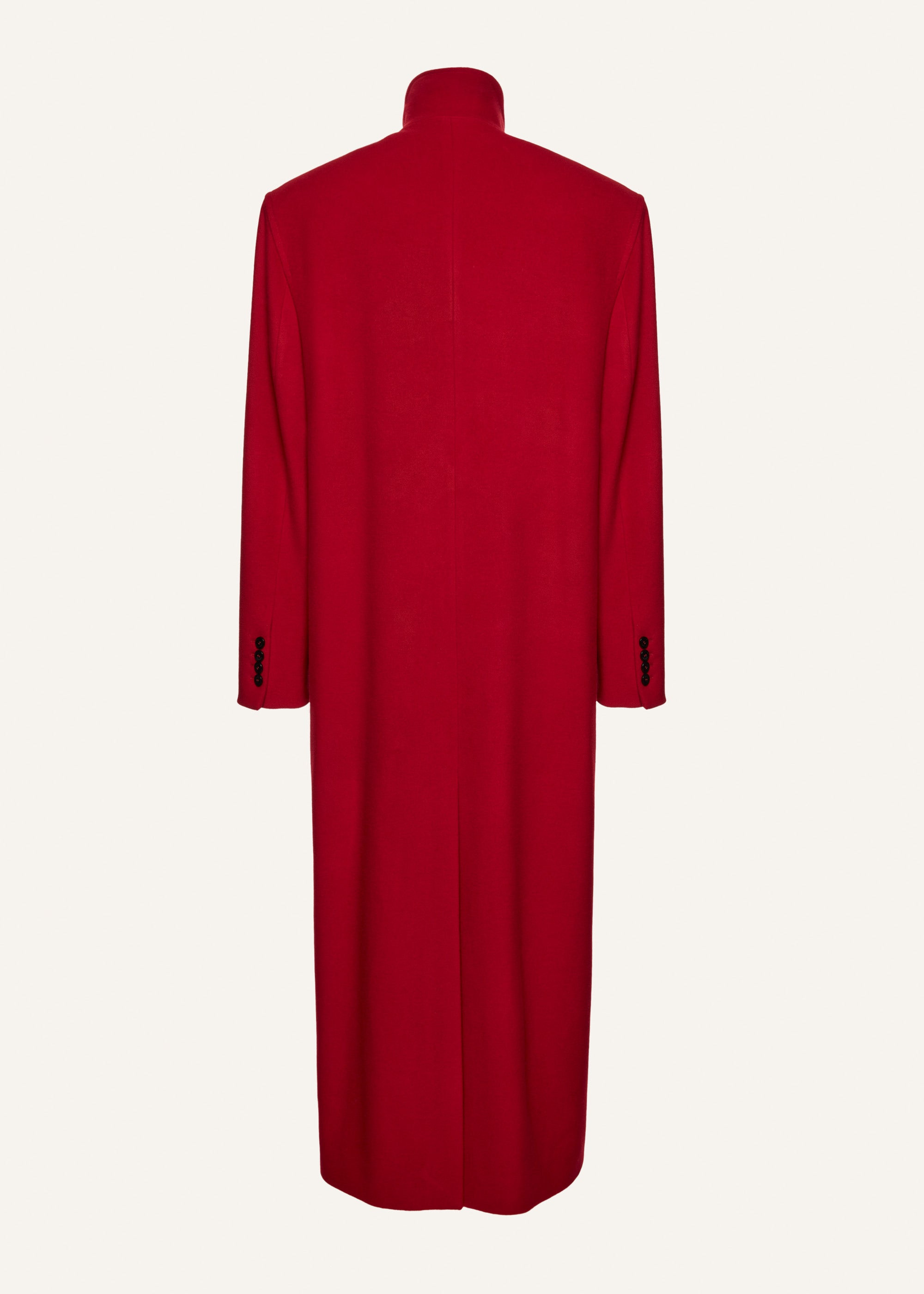 Oversized high collar wool coat in red - 2