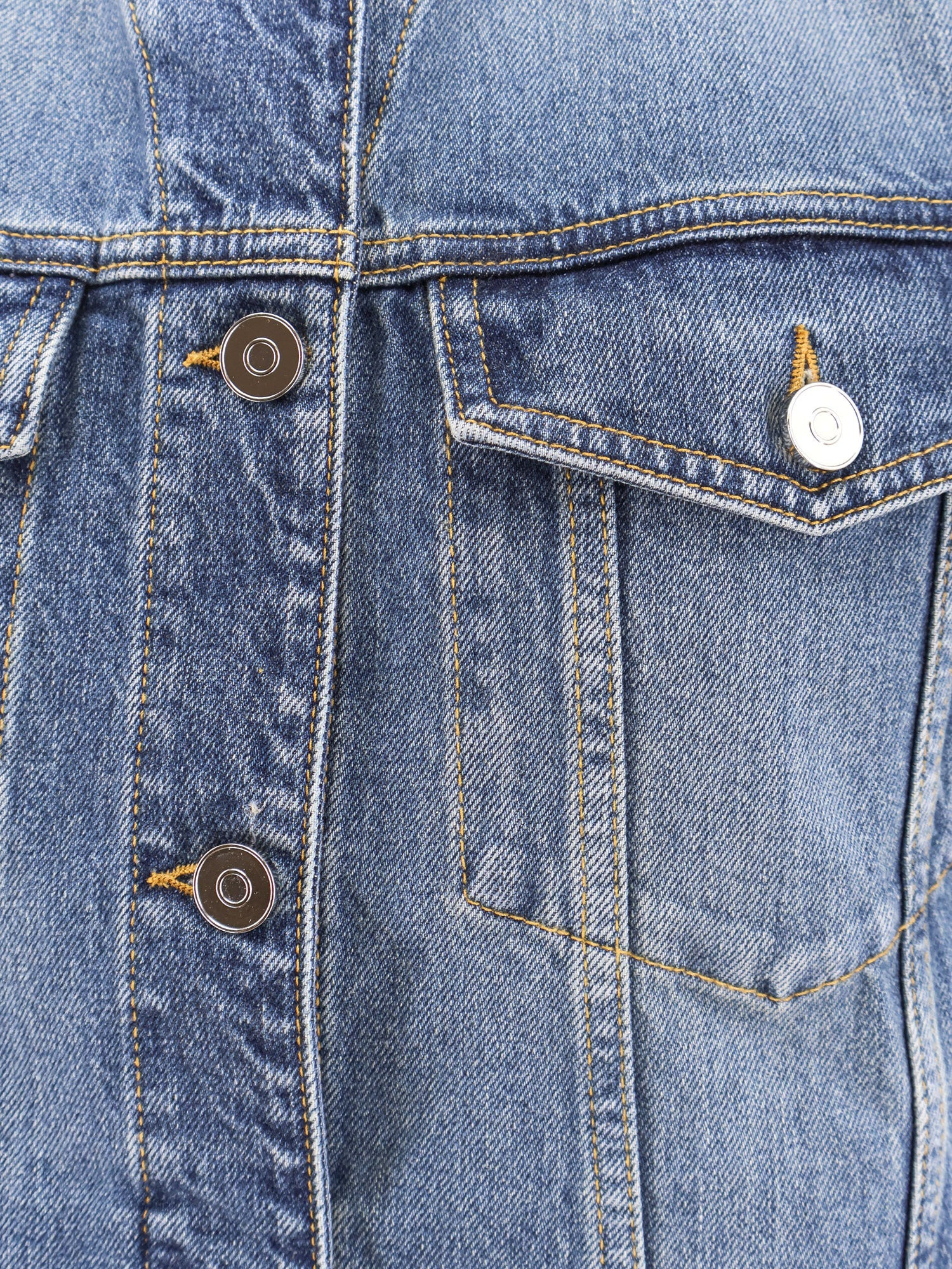 Stone Washed Denim Sleeveless Jacket - 4