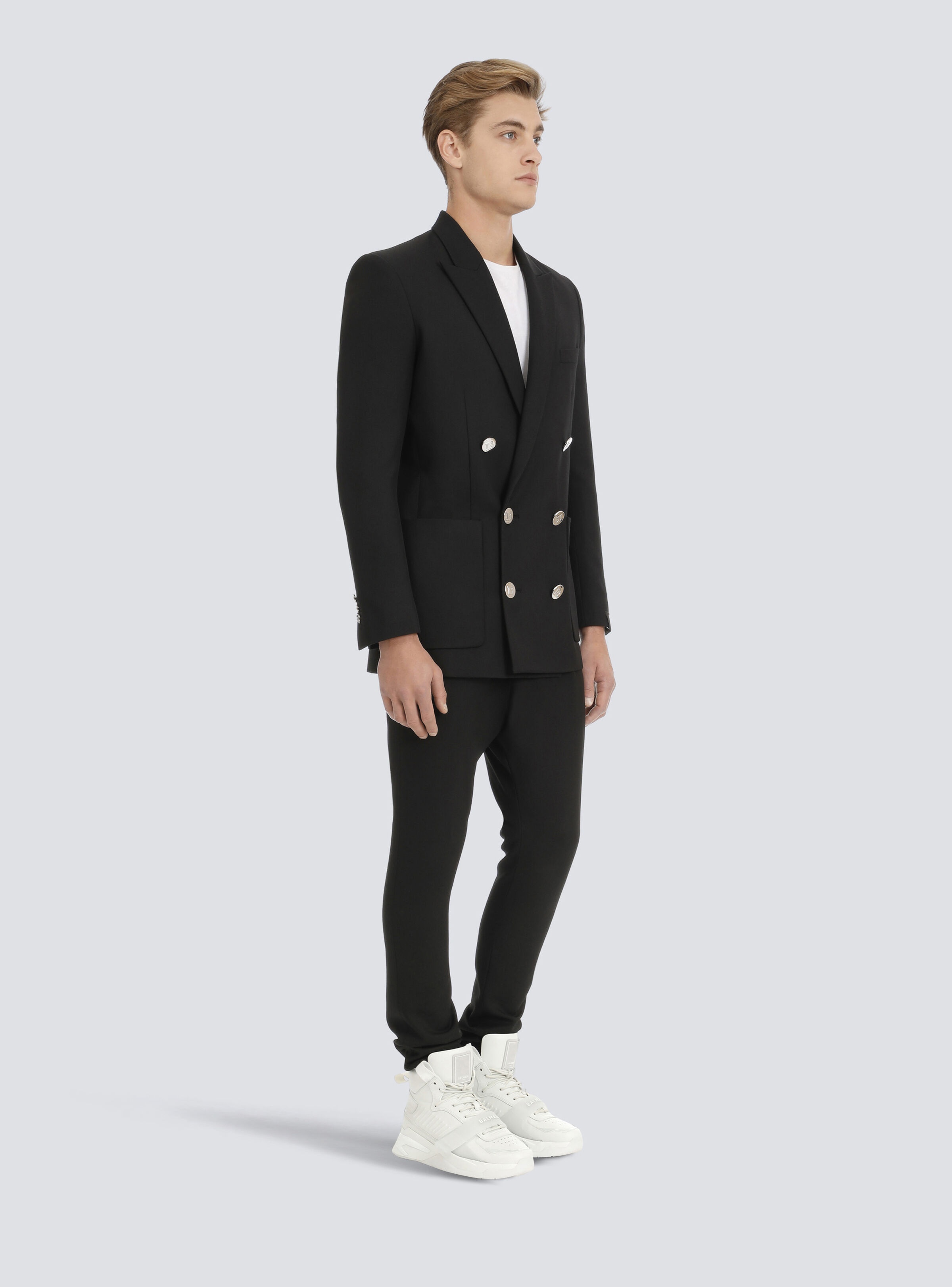 Twill blazer with double-breasted silver-tone buttoned fastening - 5