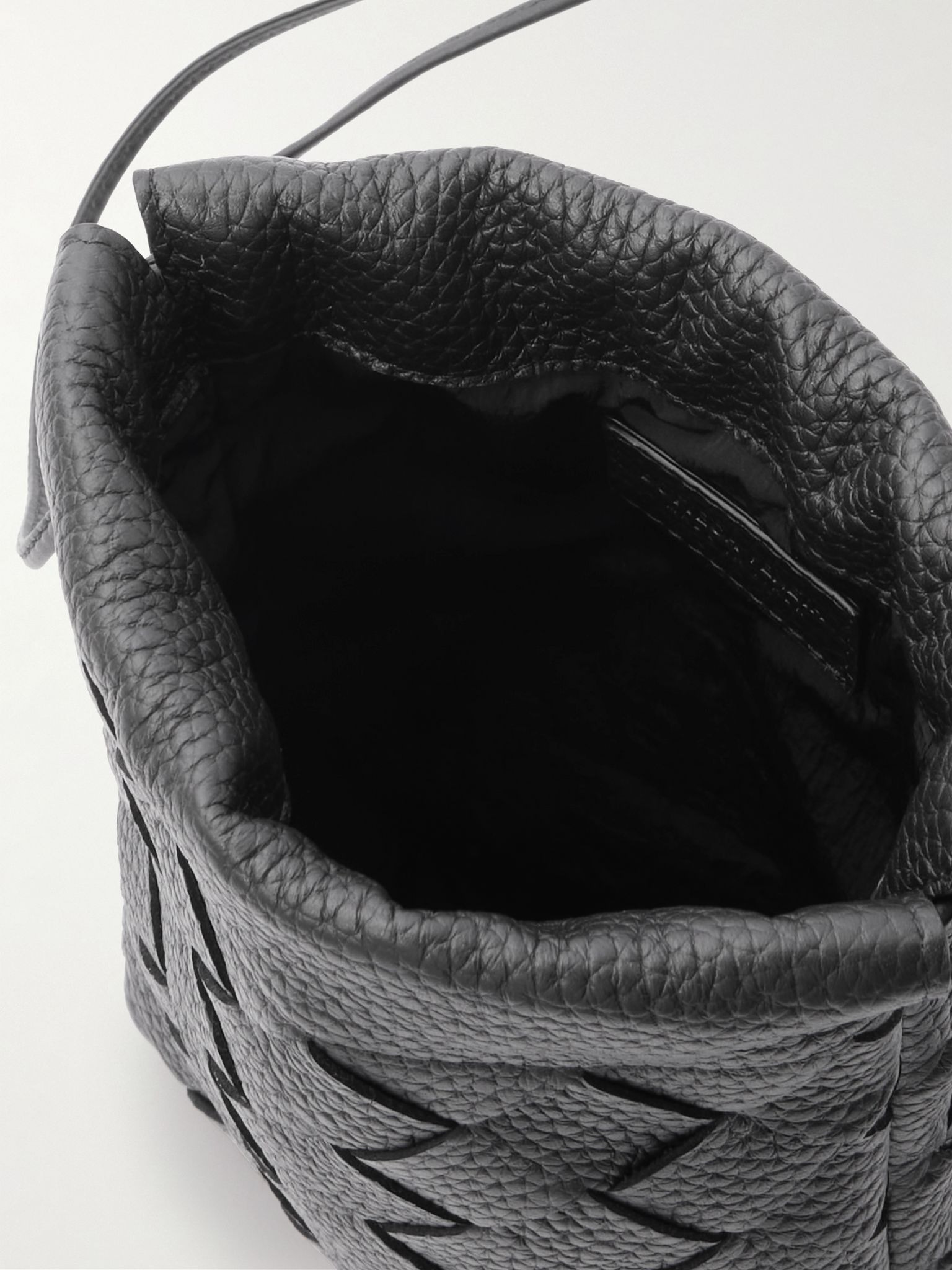 Intrecciato Full-Grain Leather Pouch Black - 5