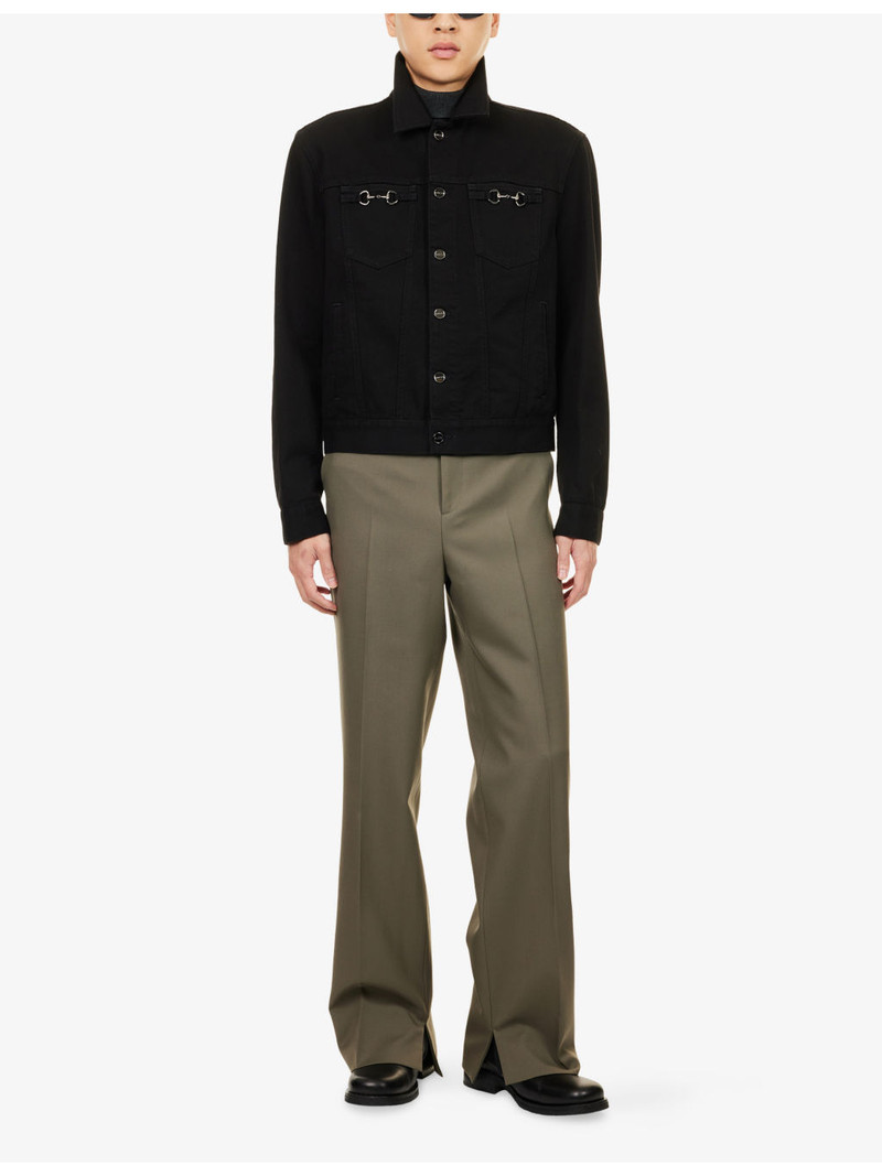 GUCCI Embossed-Logo Straight-Leg Wool Trousers outlook