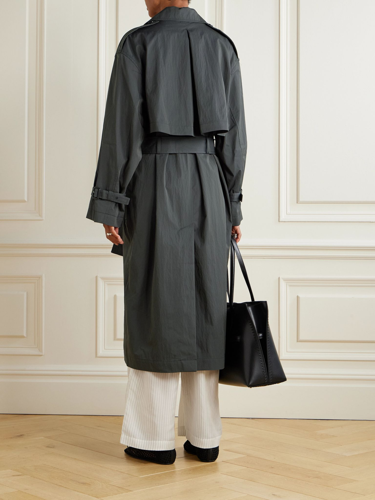 Garderob belted organic cotton-blend trench coat Black - 4