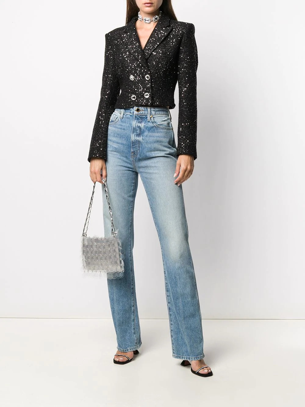 sequin-embellished cropped jacket - 2