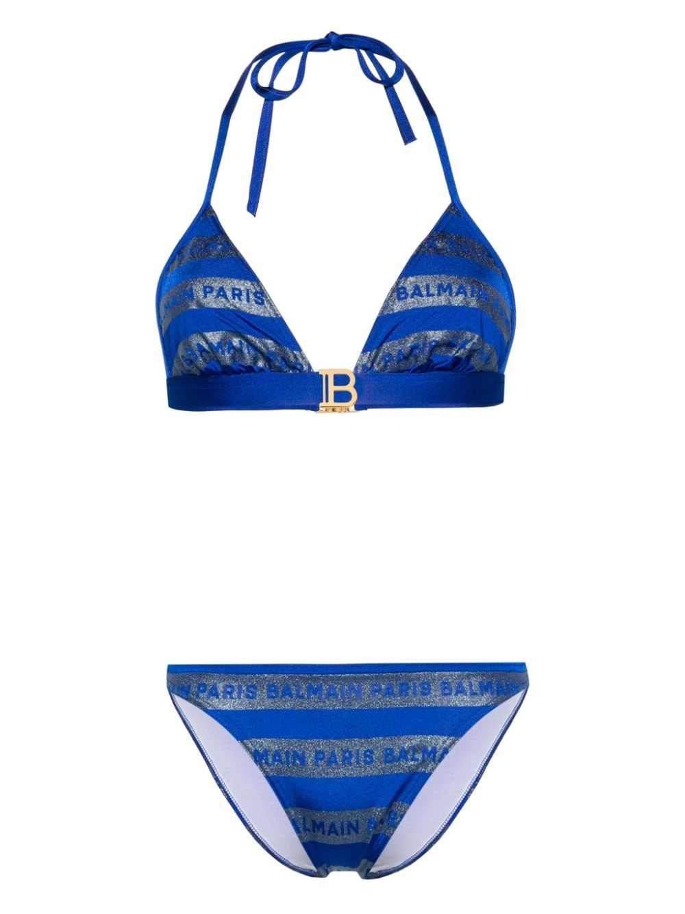 logo-print triangle bikini set - 1