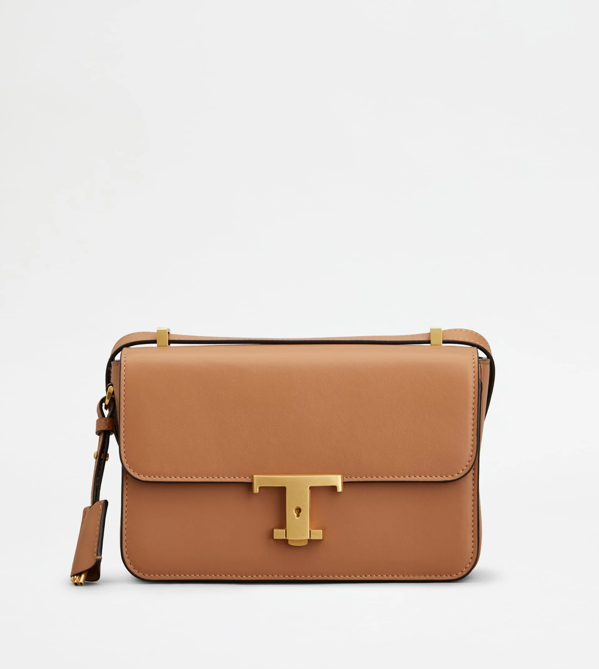 T TIMELESS FLAP BAG IN LEATHER MINI - BROWN - 1