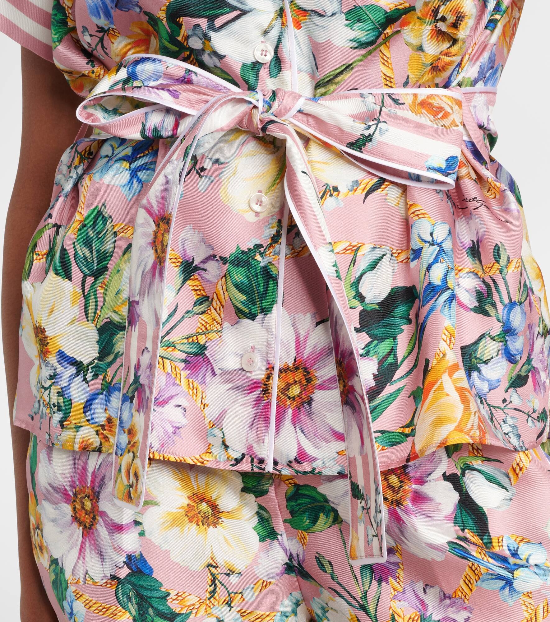 Bow-detail floral silk shirt - 5