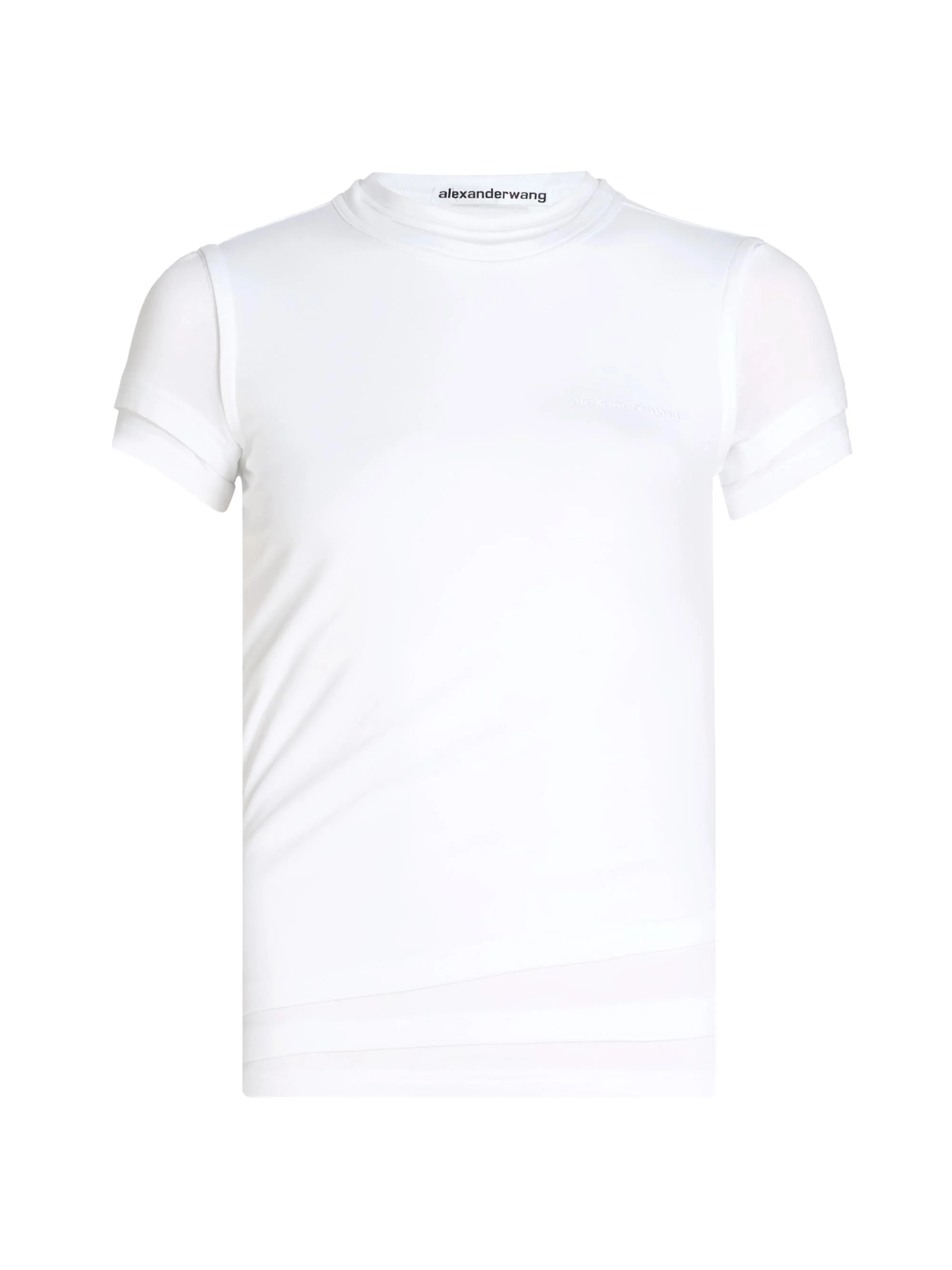Women's Layered Cotton T-Shirt - White - 1