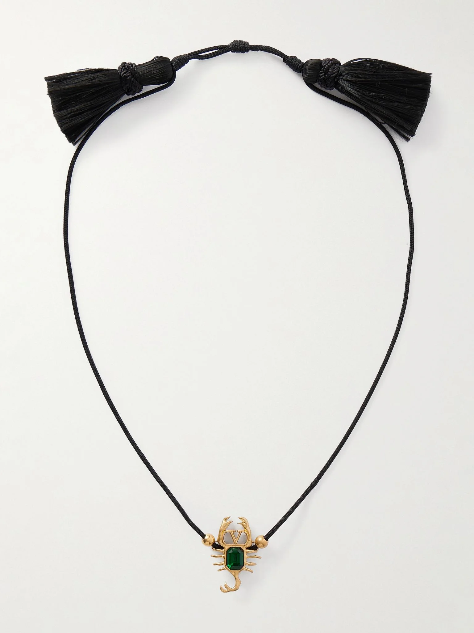 Tasseled crystal-embellished gold-tone and cord headpiece Black - 1