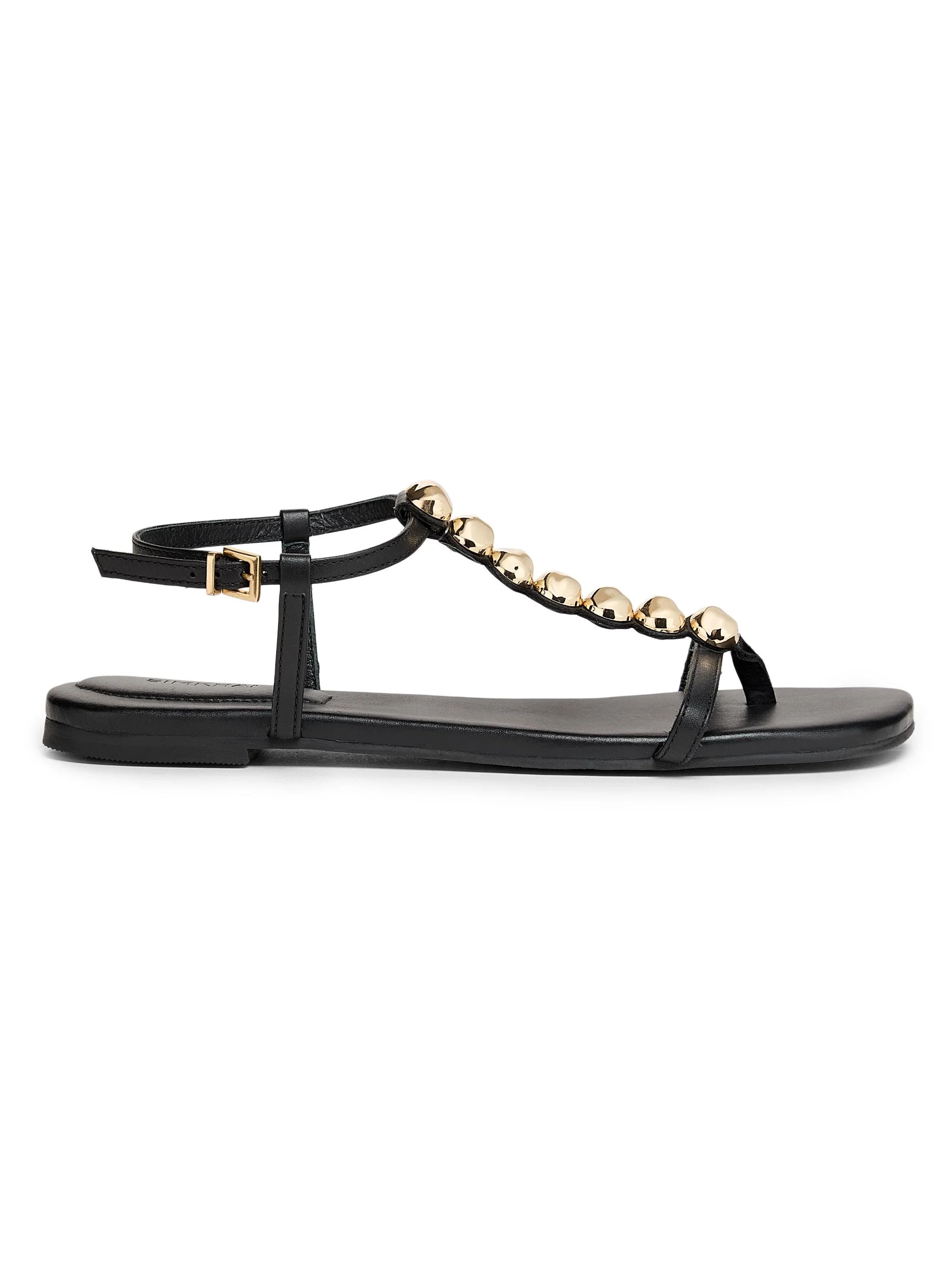 Women's Amaya Studded Leather Sandals - Black - 1