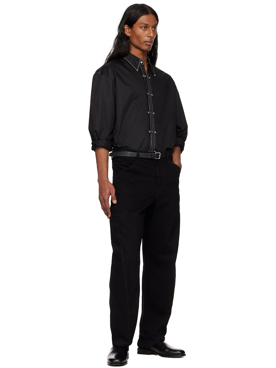 Black Embellished Metal Shirt - 5