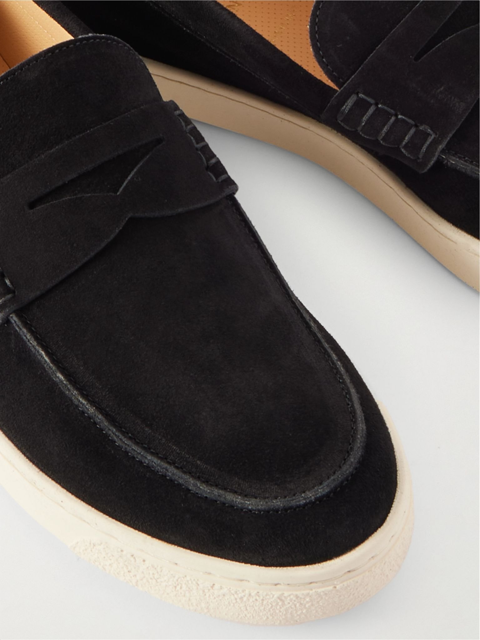 Suede Penny Loafers Black - 5