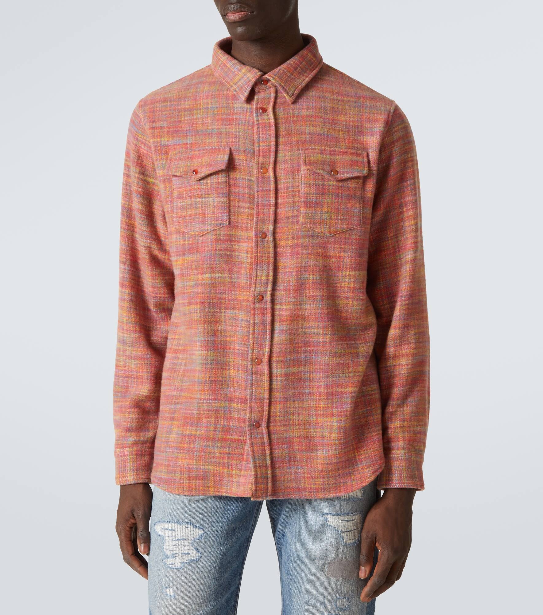 Flower space-dyed cashmere shirt - 3