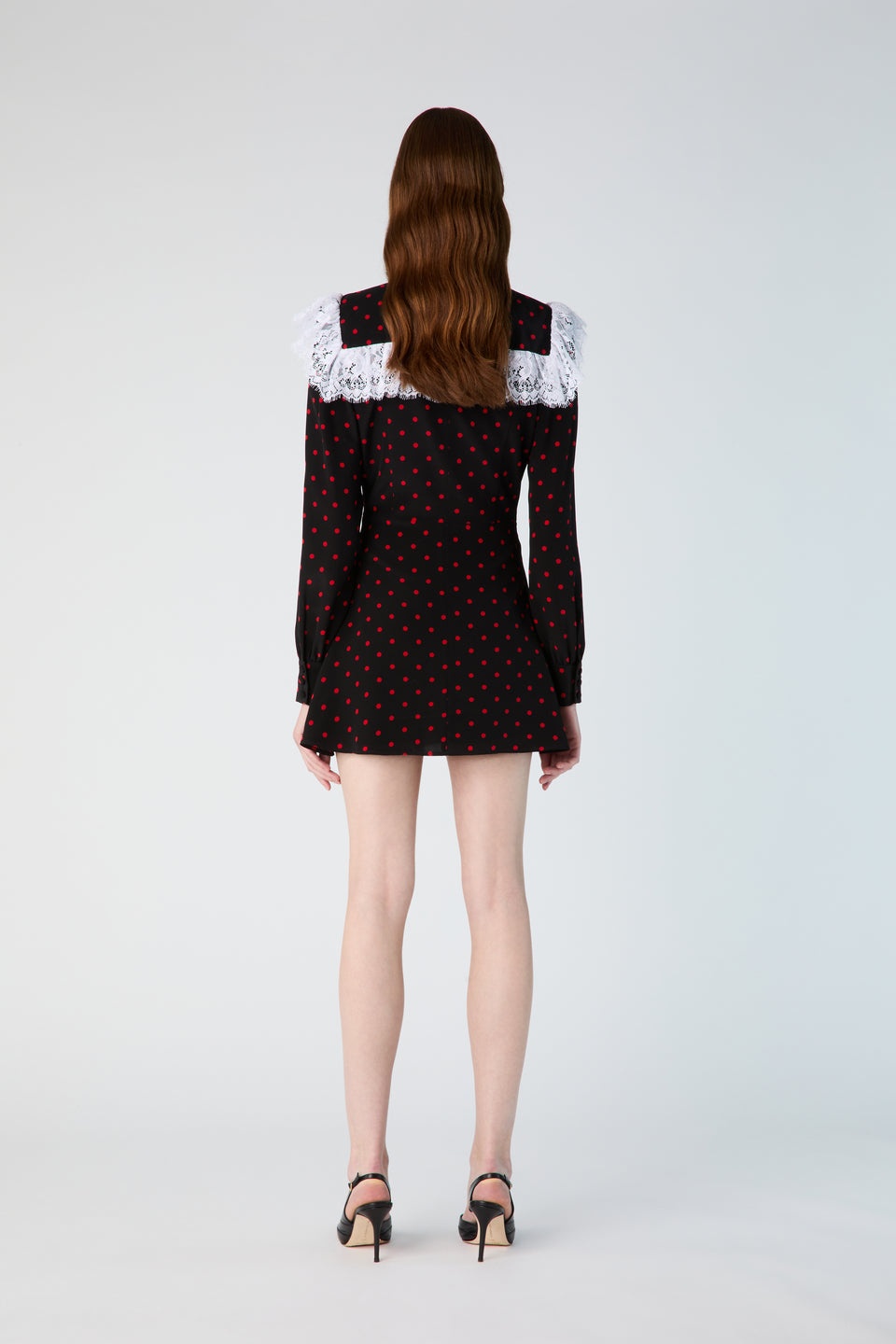 POLKA DOT PRINT SILK MINI DRESS WITH JWL BUTTONS - 5