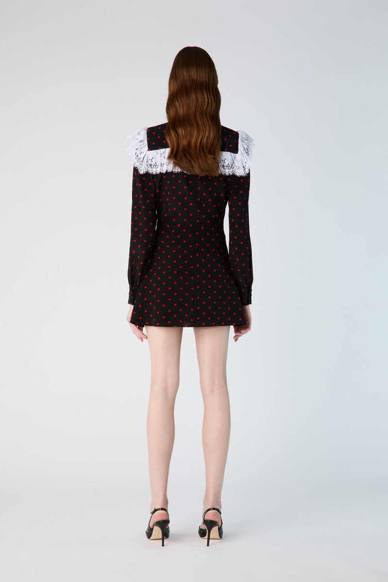 POLKA DOT PRINT SILK MINI DRESS WITH JWL BUTTONS 5