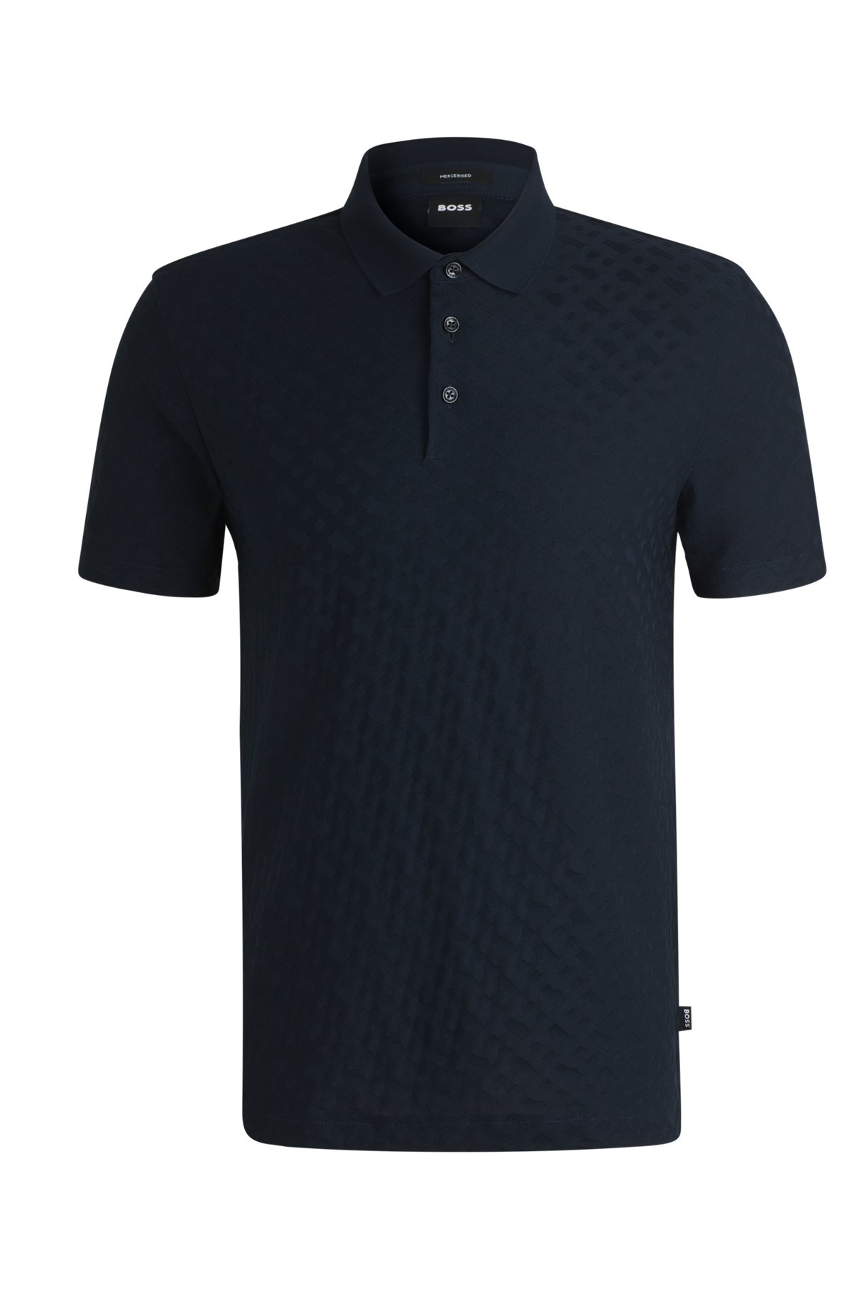 COTTON POLO SHIRT WITH TONAL MONOGRAM JACQUARD - 1
