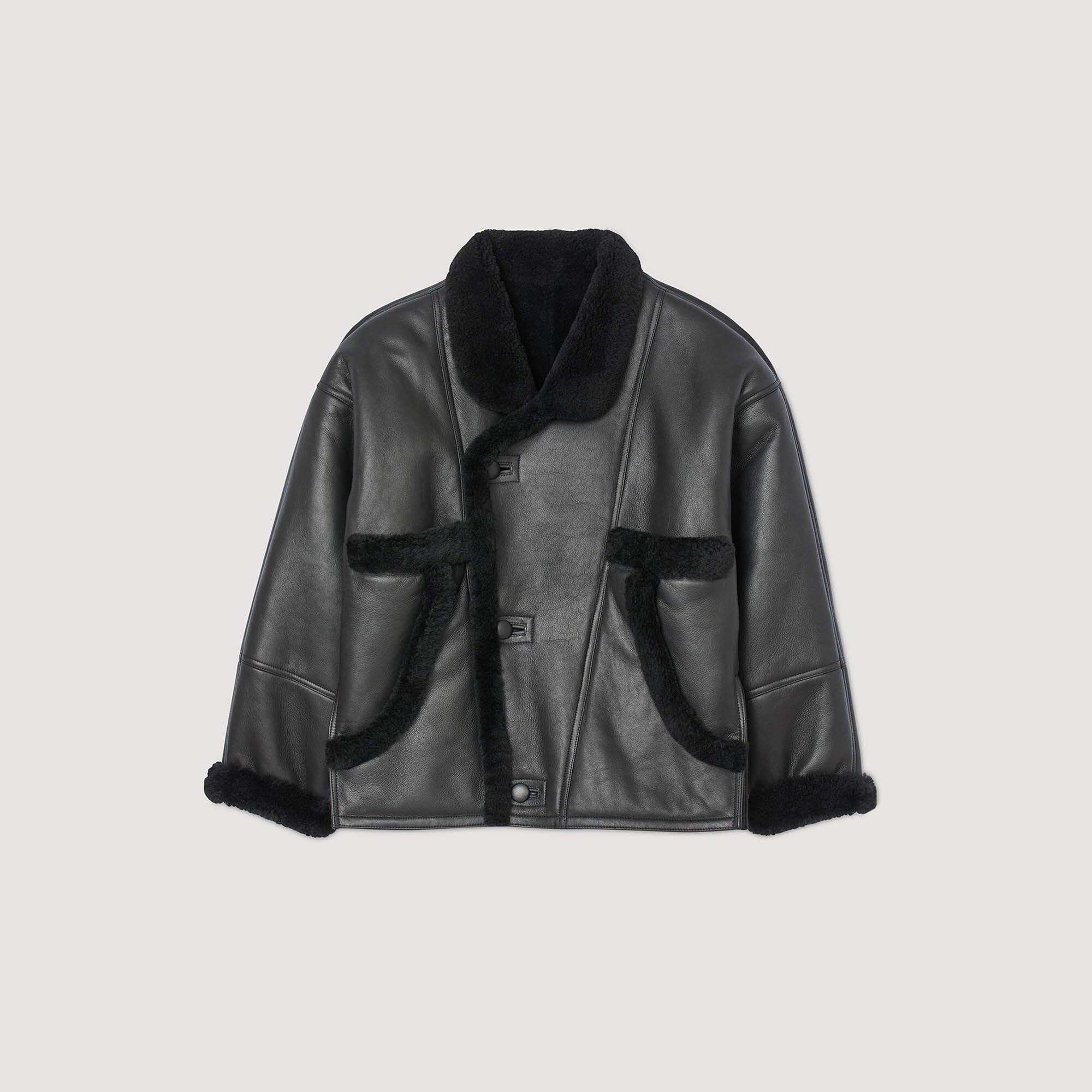 SHORT SHEARLING COAT - 6
