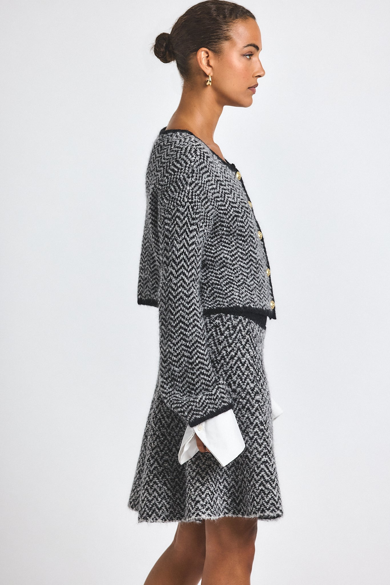 IMOGEN HERRINGBONE KNIT MINI SKIRT - 3