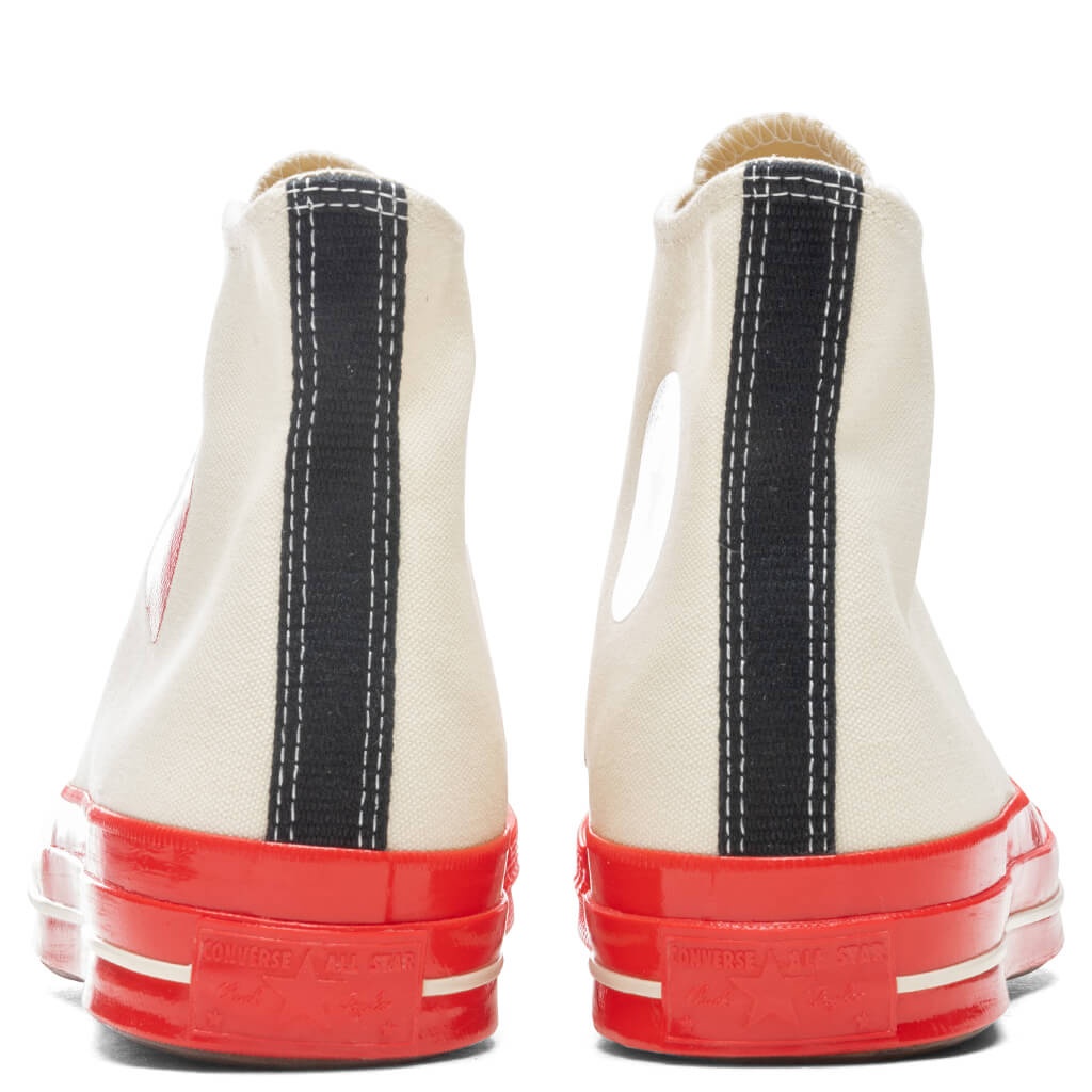 CONVERSE X COMME DES GARCONS PLAY ALL STAR CHUCK '70 HI RED SOLE - WHITE - 4