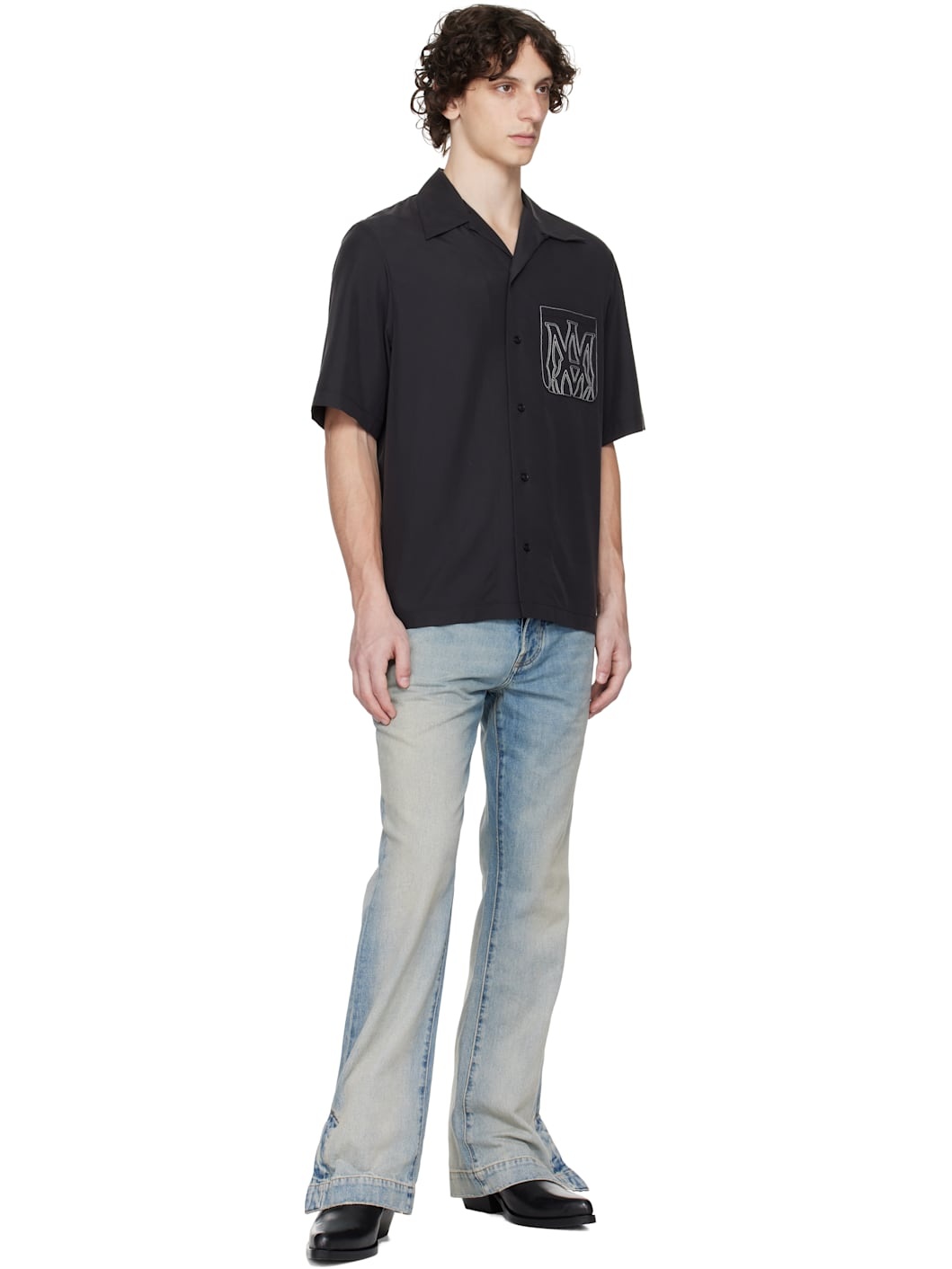 Black MA Outline Bowling Shirt - 4