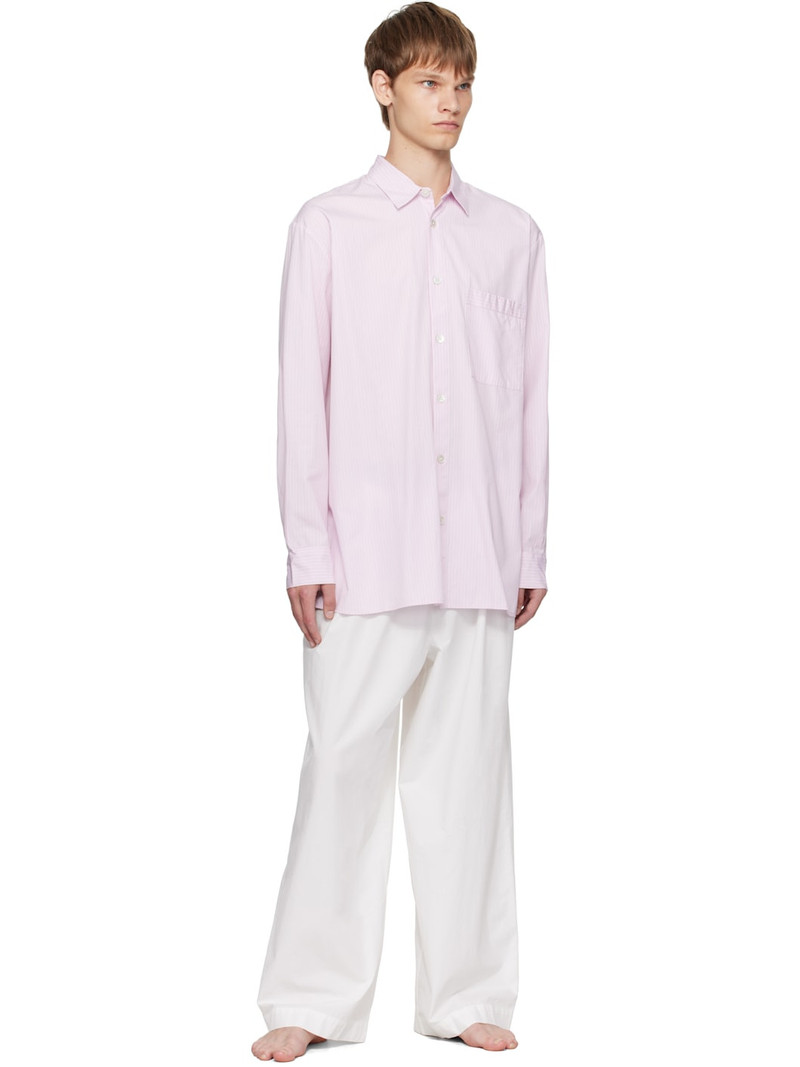 TEKLA Pink Poplin Long Sleeve Pyjama Shirt outlook