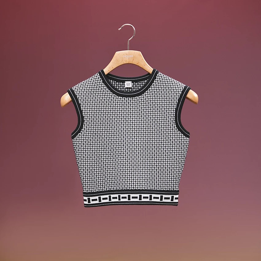 "Mosaique" sleeveless cropped sweater - 4