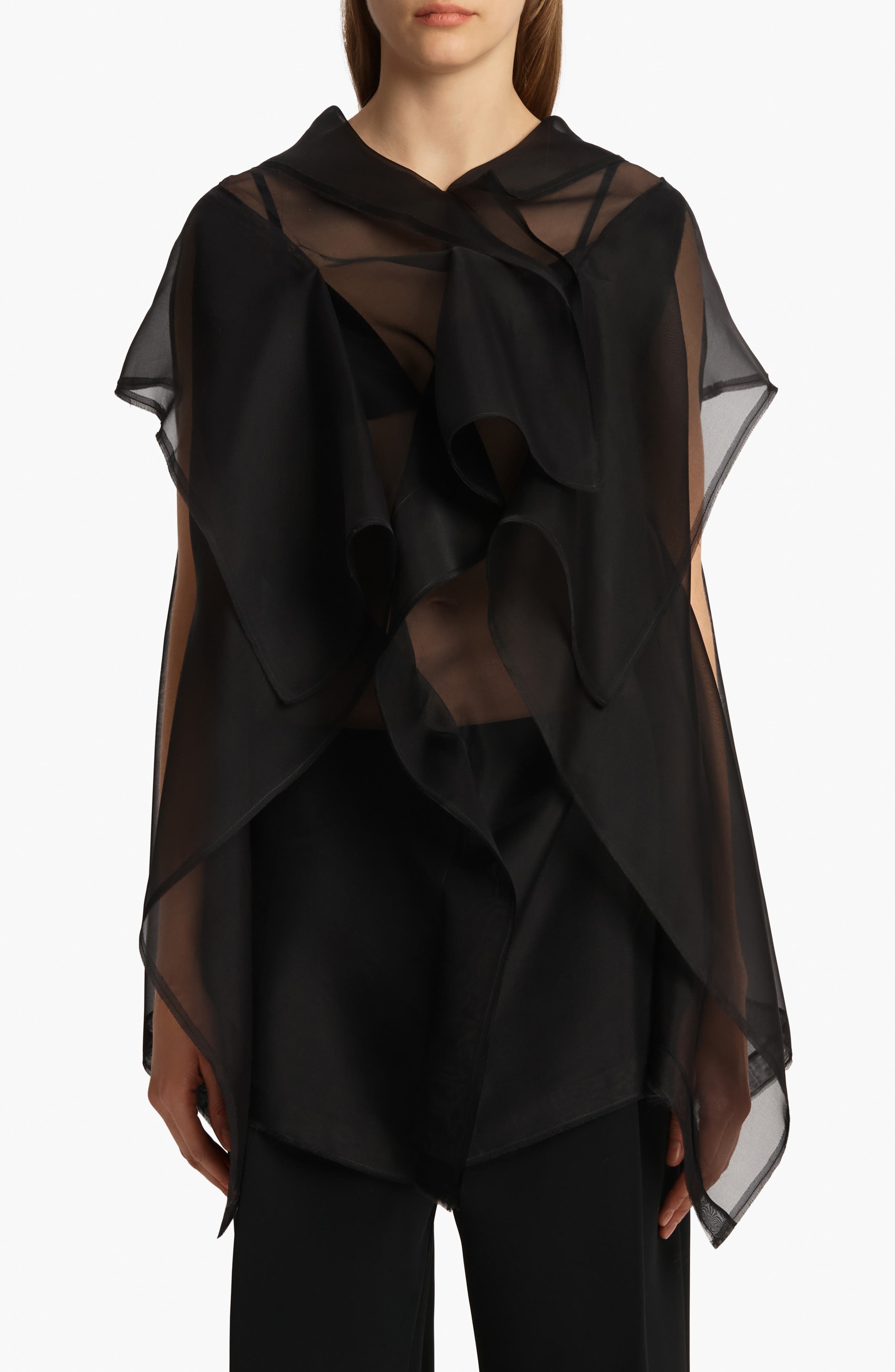 Khaite Santana Silk Organza Top in Black at Nordstrom - 1