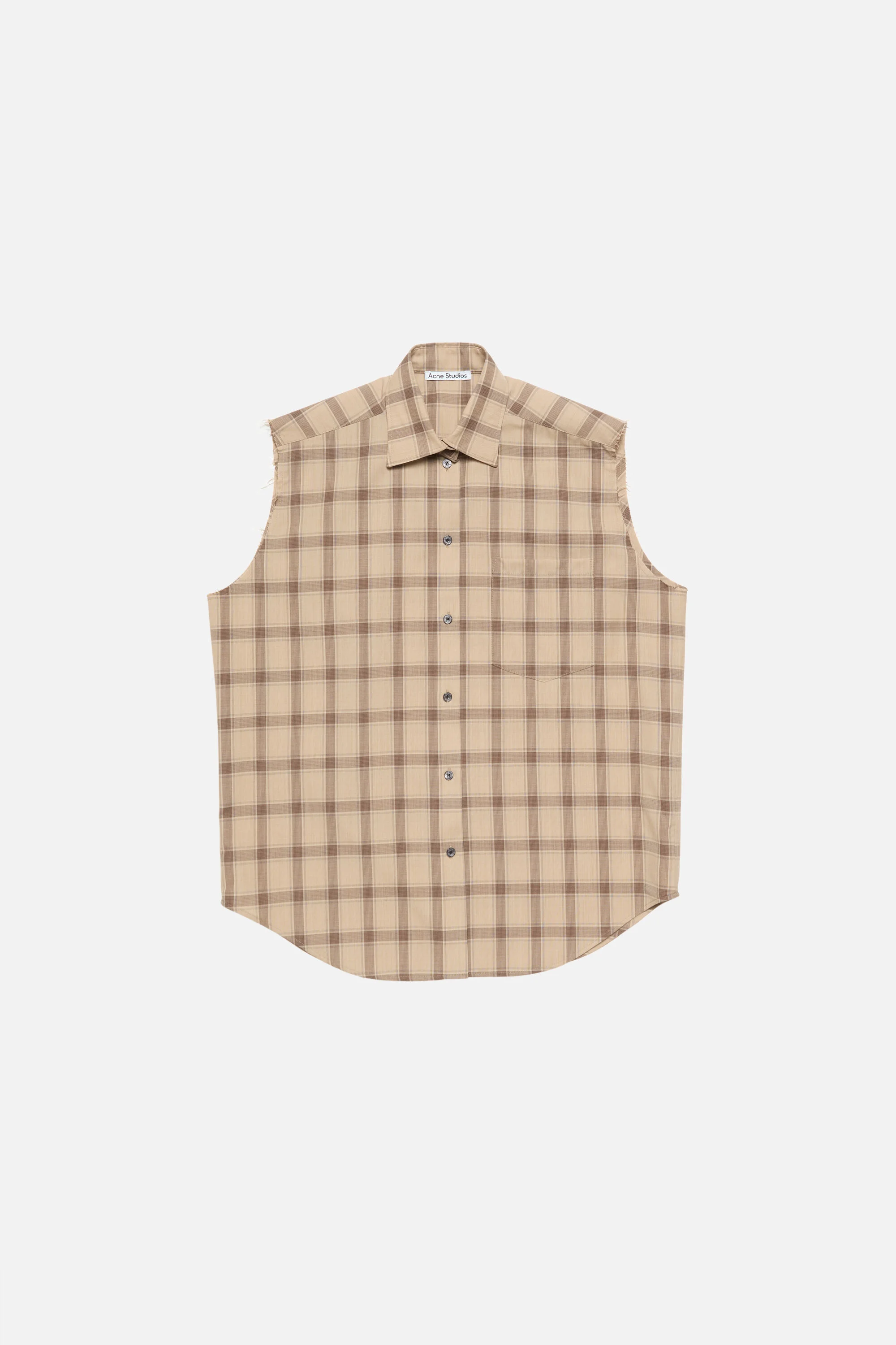 Check button-up vest - Beige Multi - 1