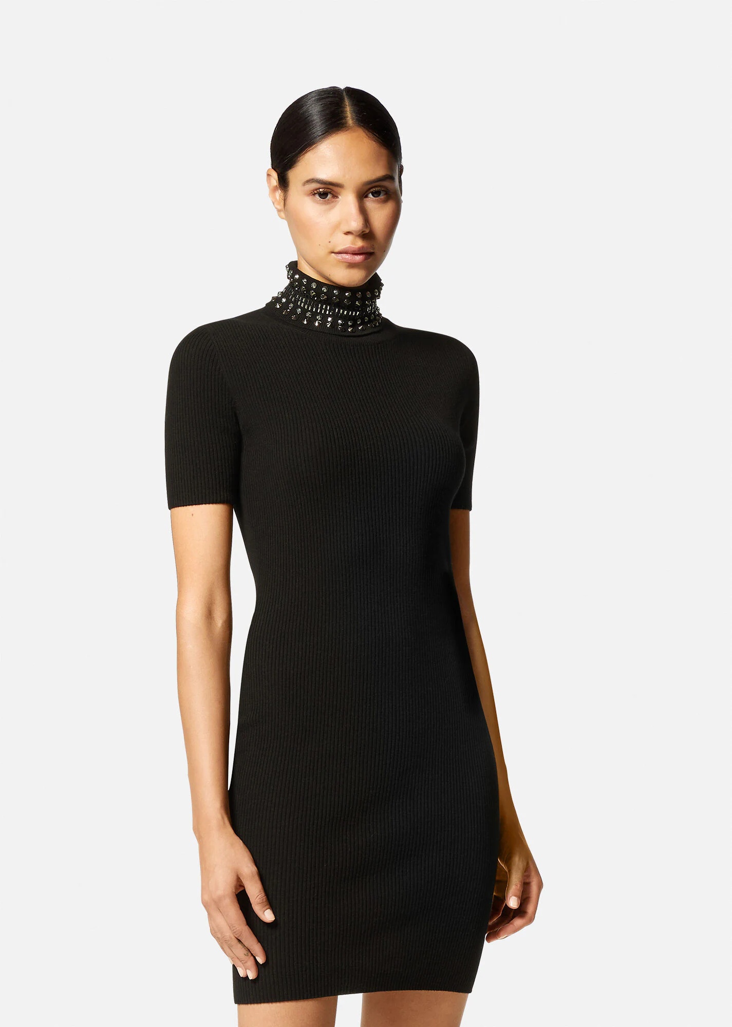Spiked Turtleneck Knit Midi Dress - 3