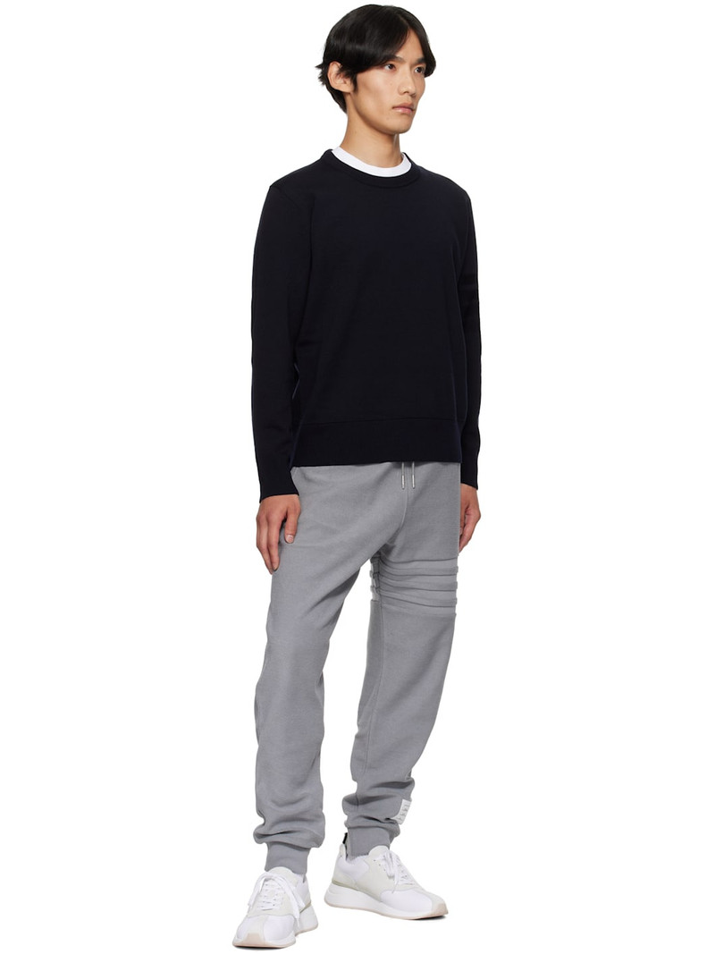 Thom Browne Navy Double Face Crew New 4-Bar Sweater outlook