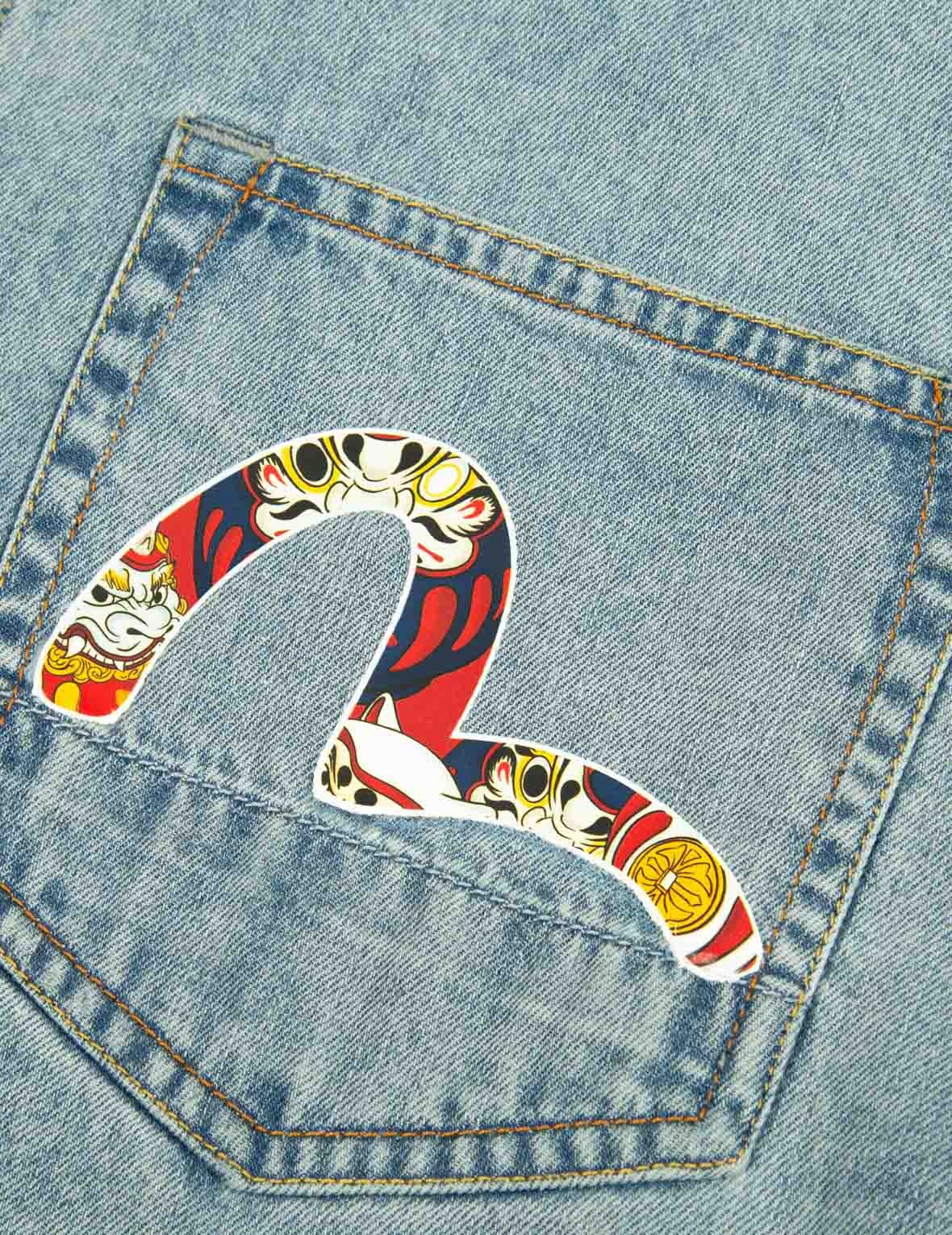 Daruma Buddies Print Denim Shirt - 10