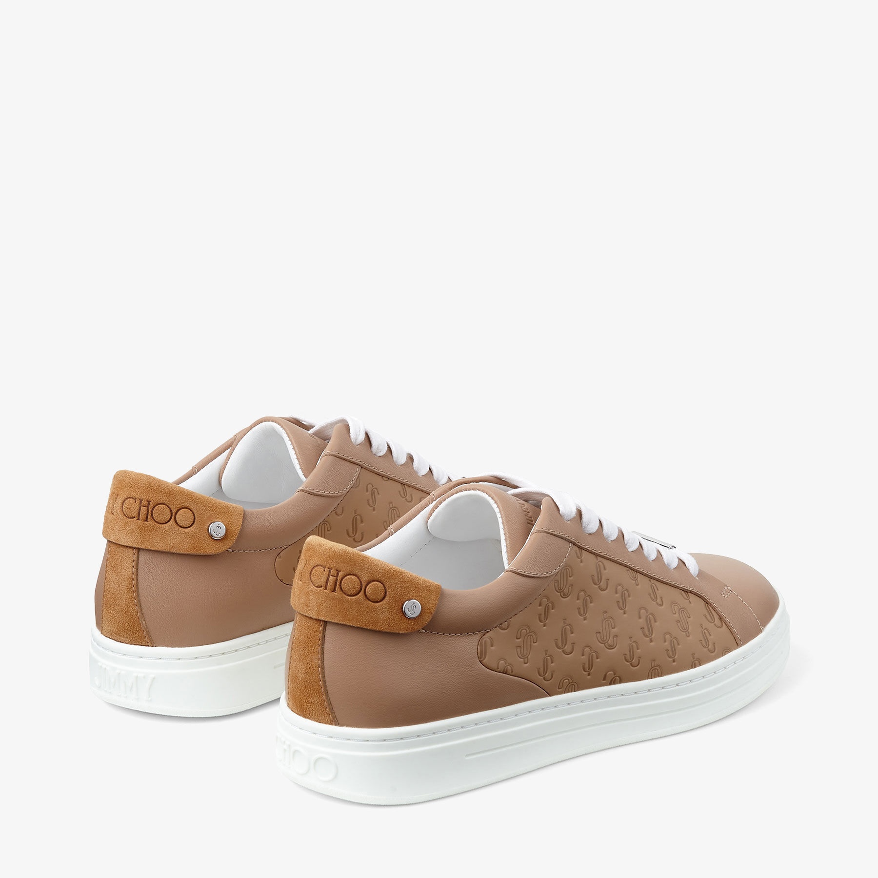 Rome F Monogram Leather Sneakers in Brown - Jimmy Choo