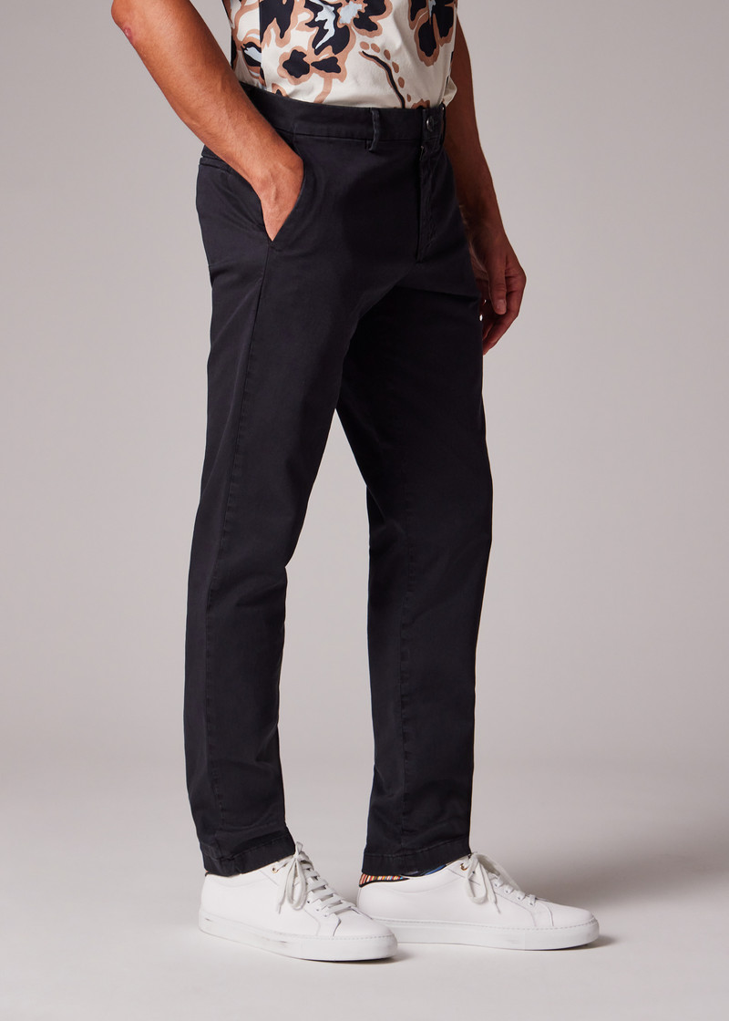 Mid-Fit Black Garment-Dyed 'Broad Stripe Zebra' Chinos 5