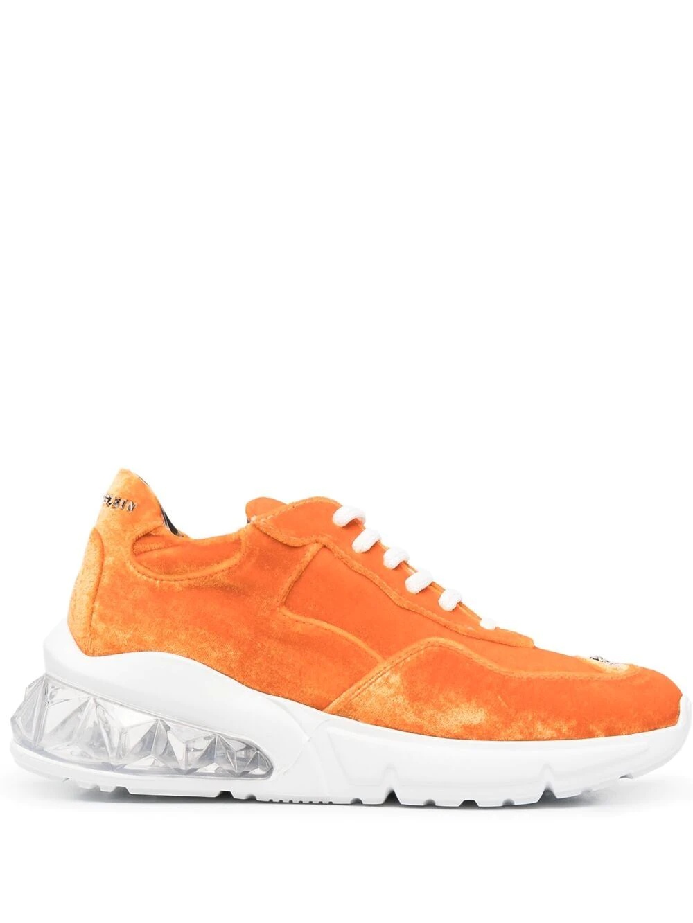velvet low-top sneakers - 1