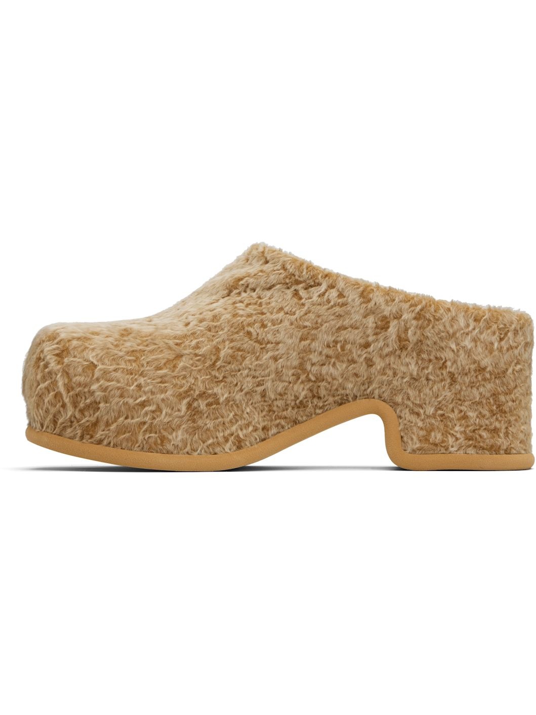 Beige Shearling Slip-on Loafers - 3