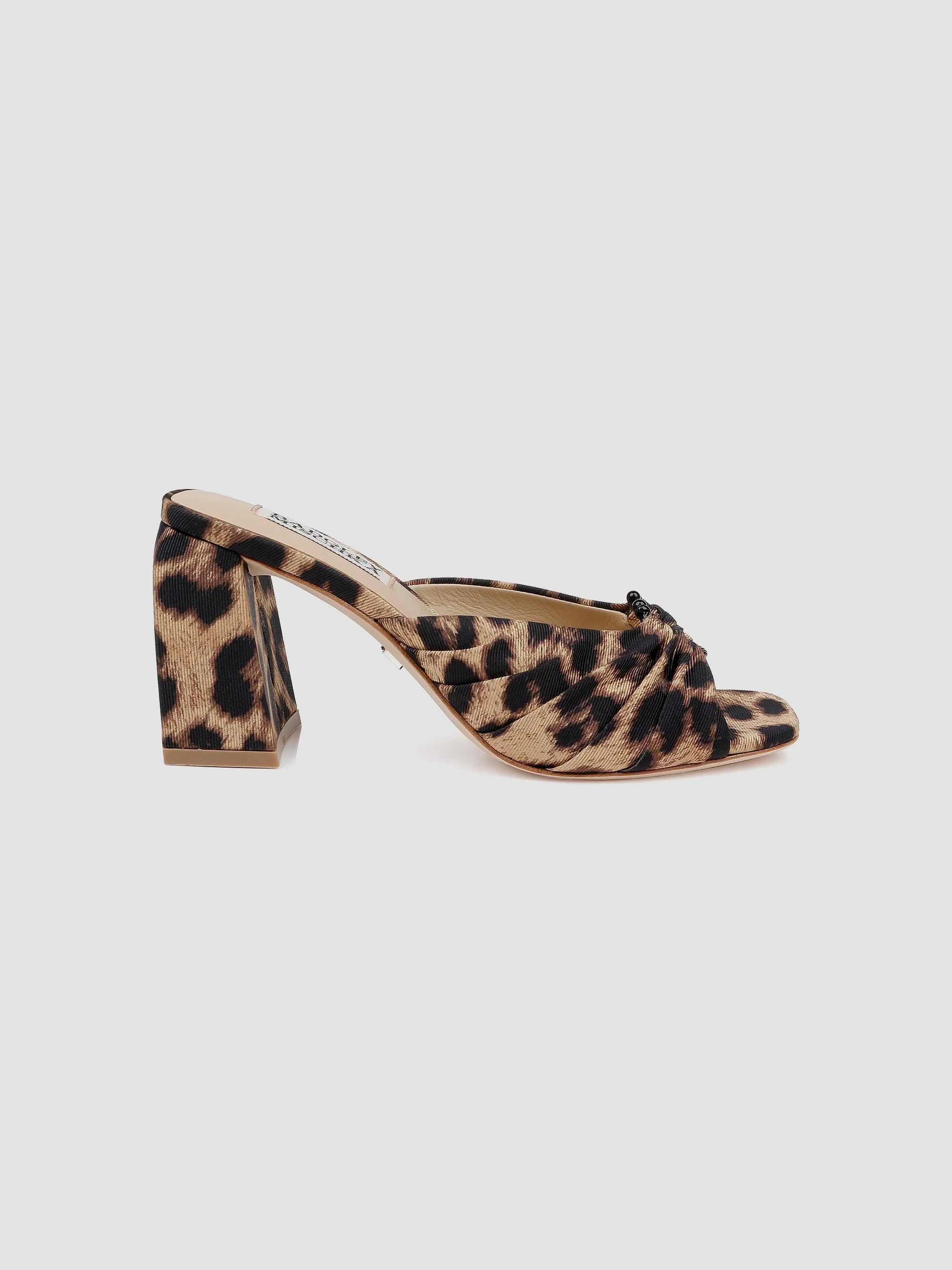 Women's Vayla Pleated Leather Sandals - Natural Leopard - 1